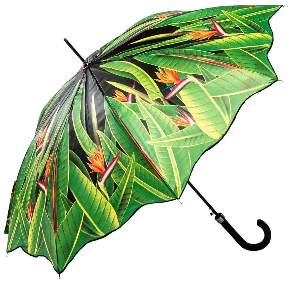 Stockregenschirm Regenschirm STRELITZIEN Auf-Automatik Stockschirm Damen Blumen