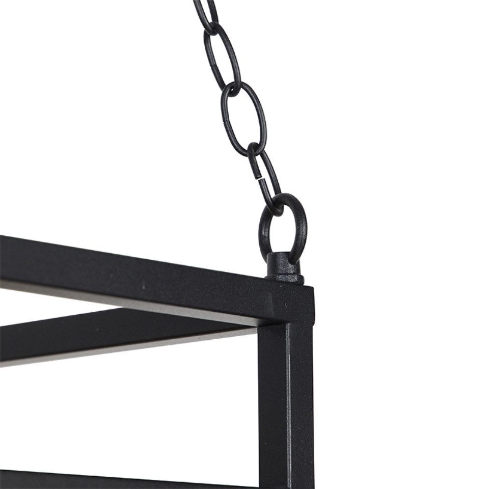 Qazqa Pendelleuchte Shelf, ohne Leuchtmittel, E27, Schwarz, Industrie, Holz günstig online kaufen