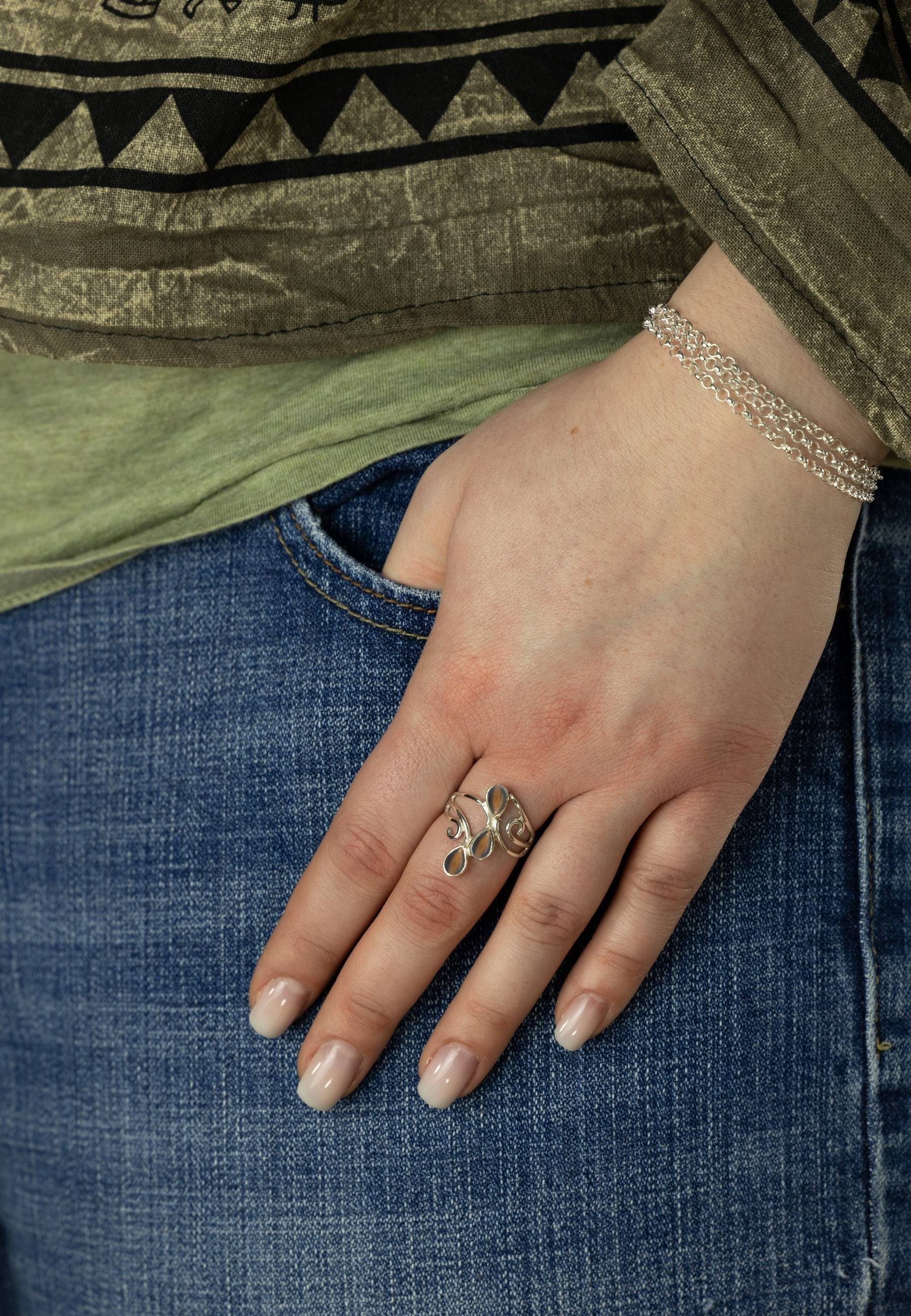 mantraroma Silberring 925er Silber mit Tigerauge