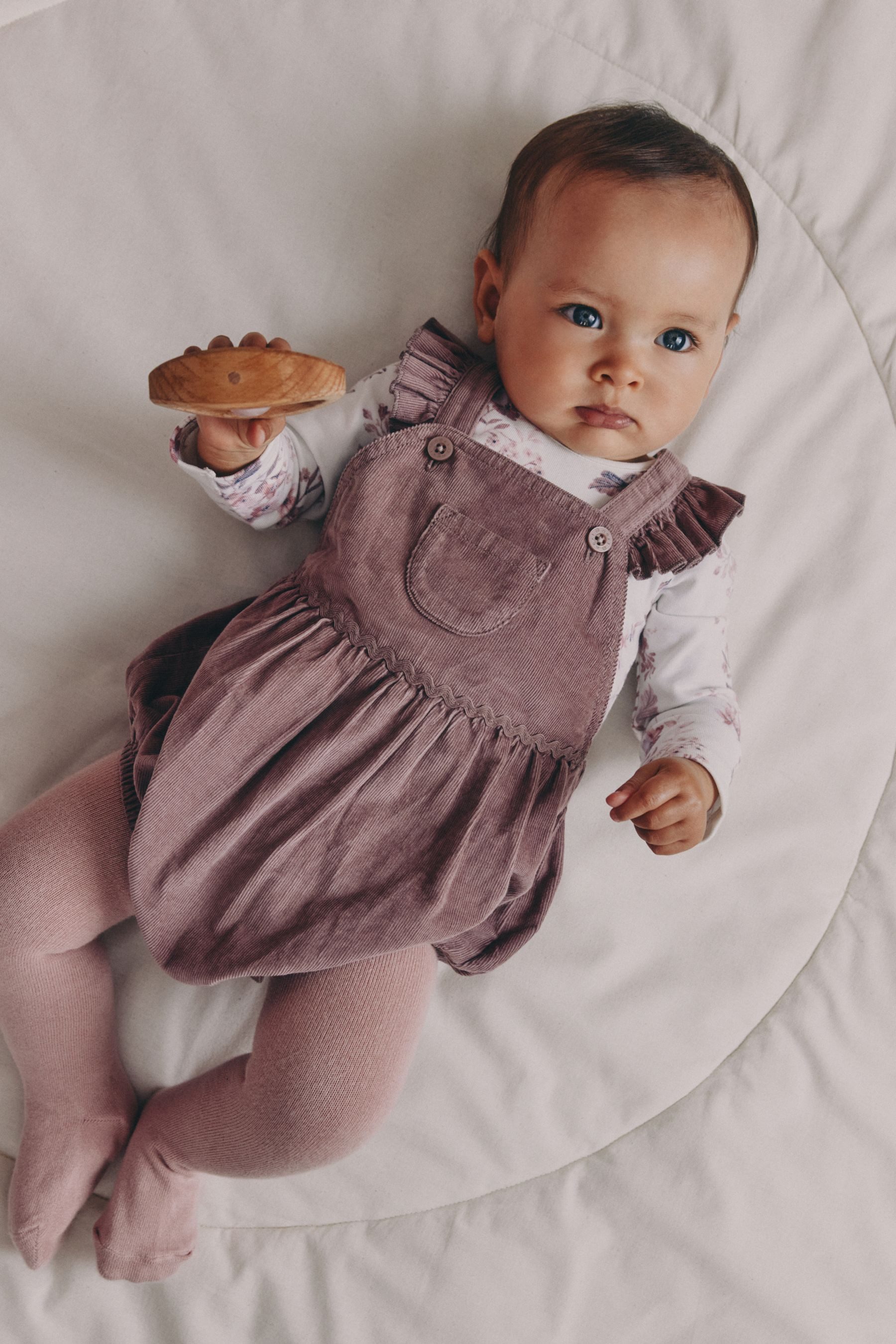 Next Langarmbody 3er-Set Baby Cord-Strampler, Body + Strumpfhose (3-tlg)