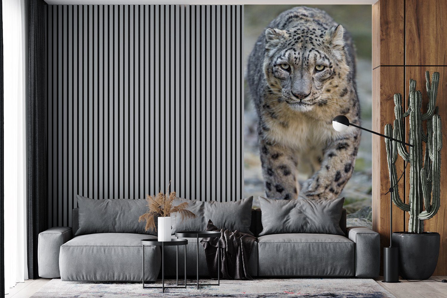 Vliestapete (2 Steine Leopard MuchoWow bedruckt, Schlafzimmer Fototapete Küche, Spaziergang, Matt, Wohnzimmer - St), - für Fototapete