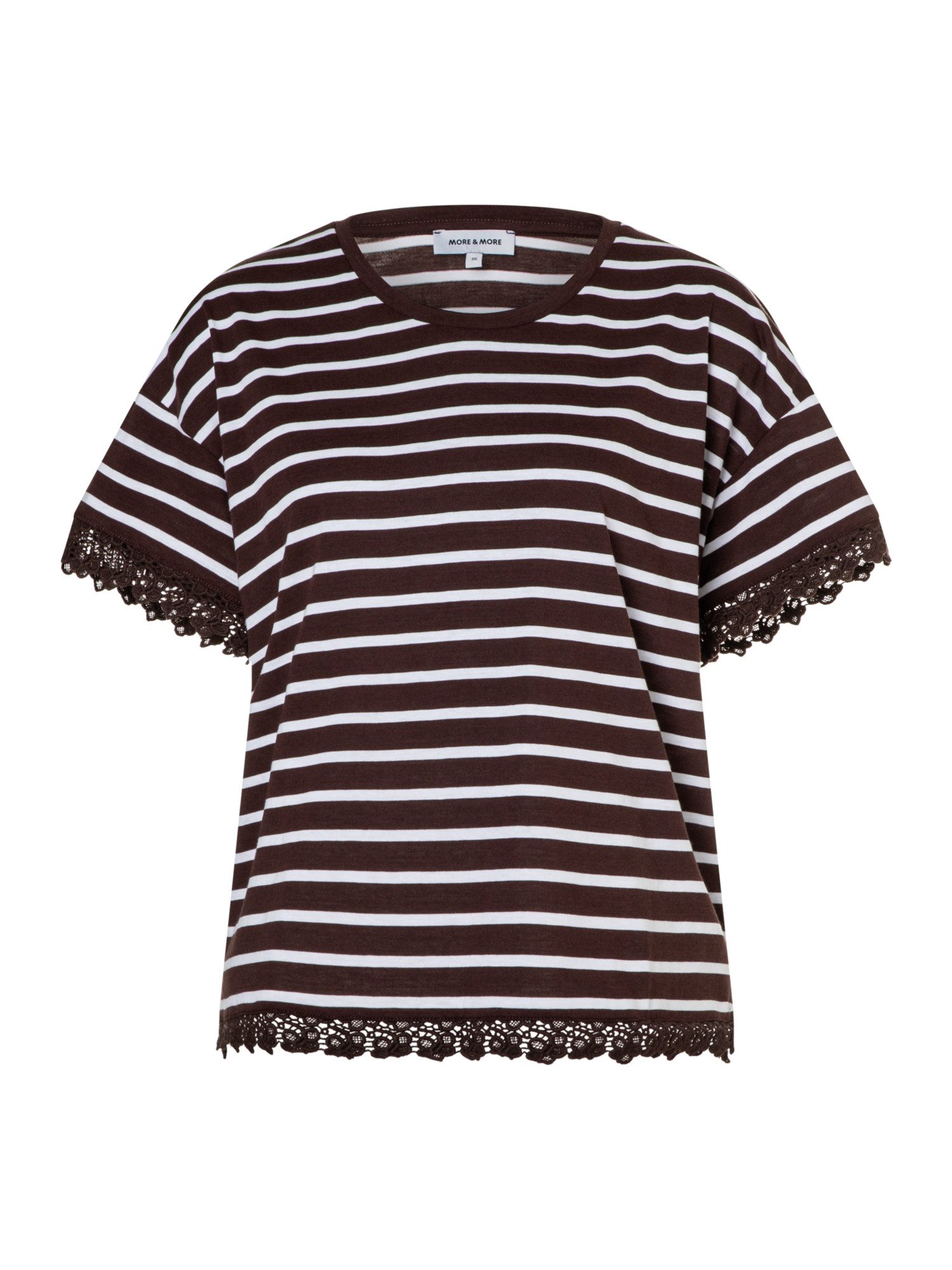 MORE&MORE T-Shirt lockeres Streifenshirt mit Spitzenkante