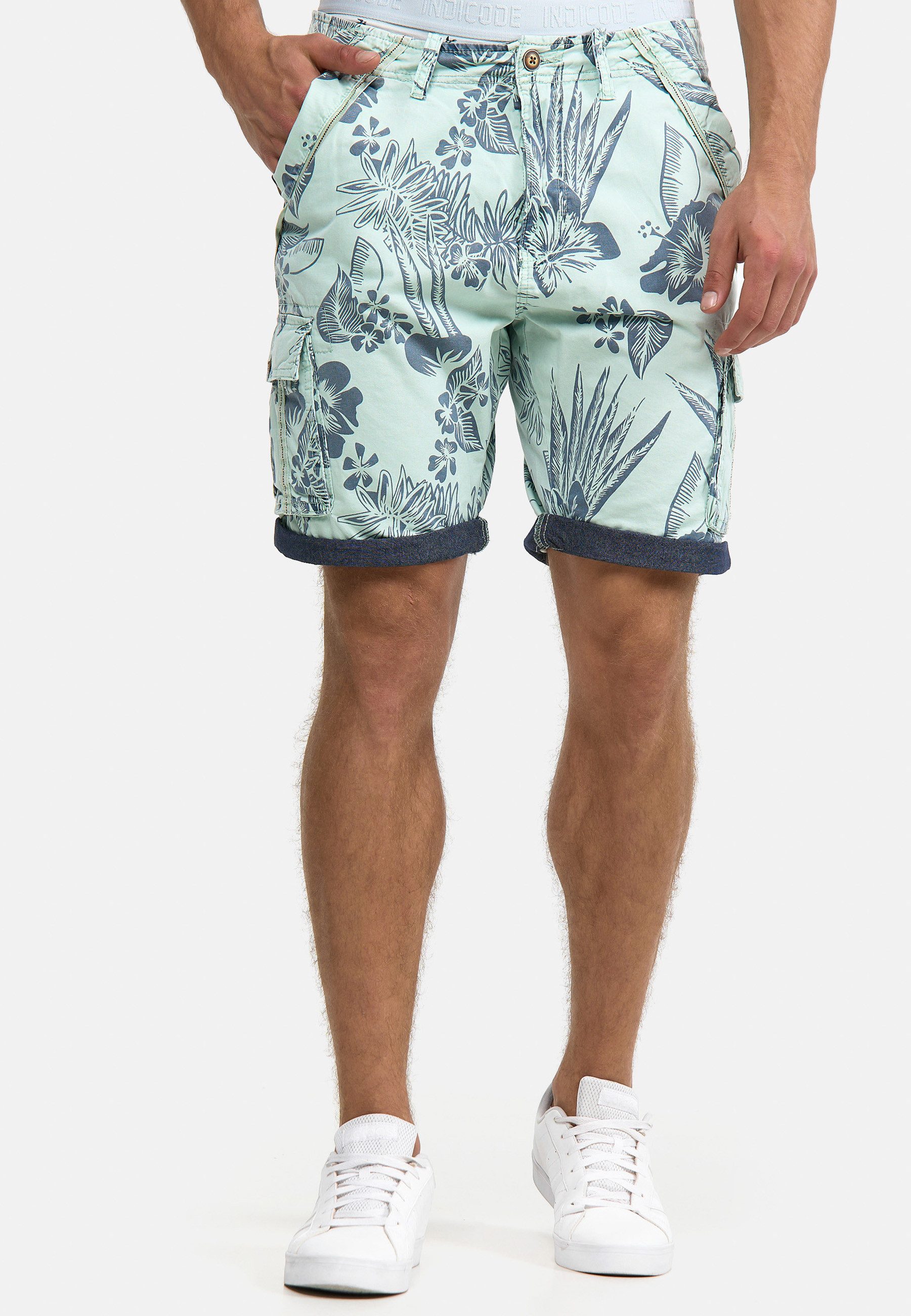 Indicode Cargoshorts Herren Albert Cargo Shorts Herrenshorts Hawaiishorts mit 6 Taschen, 100% Baumwolle