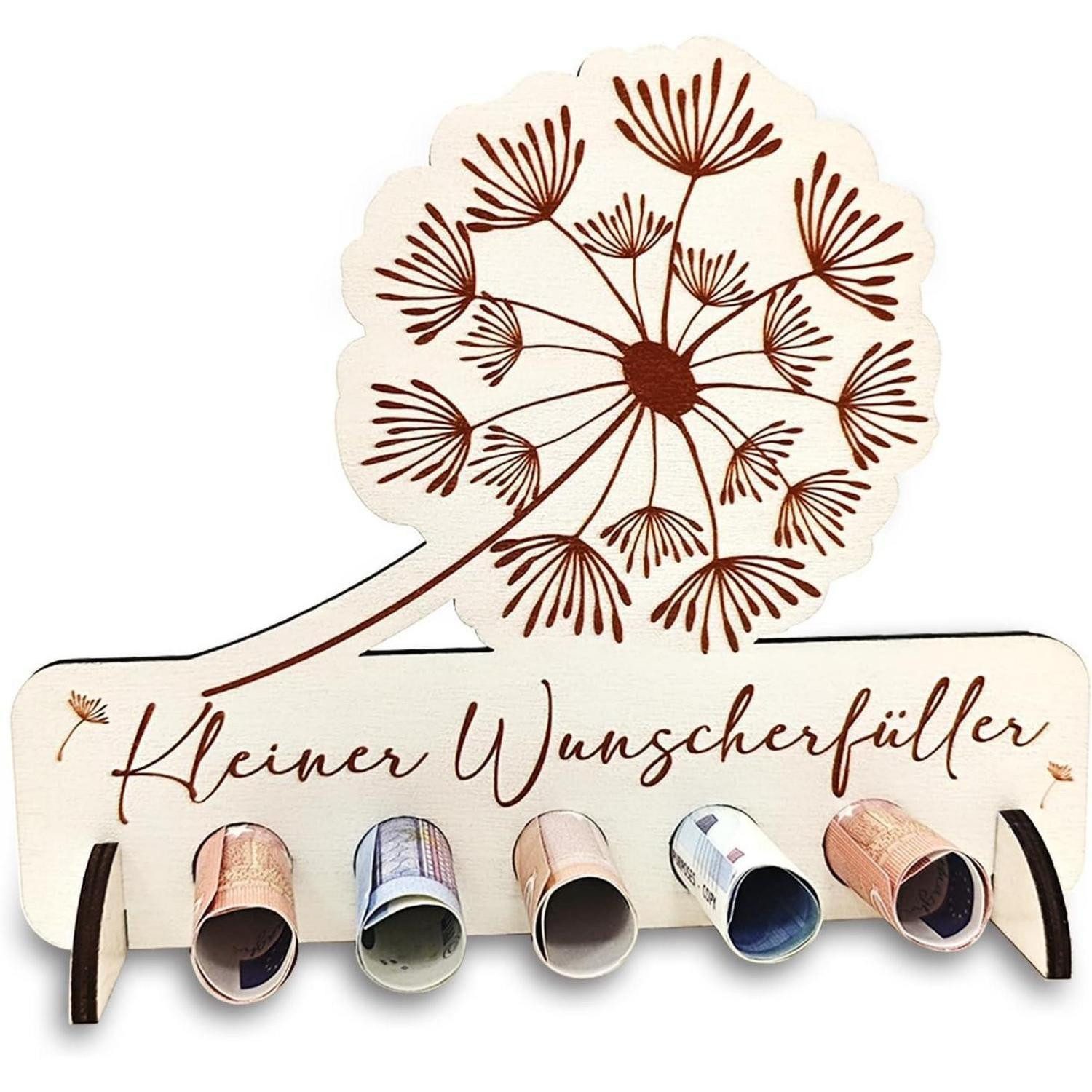 Geschenkbox Geldgeschenk Holz Pusteblume Geburtstag Konfirmation Wunscherfüller