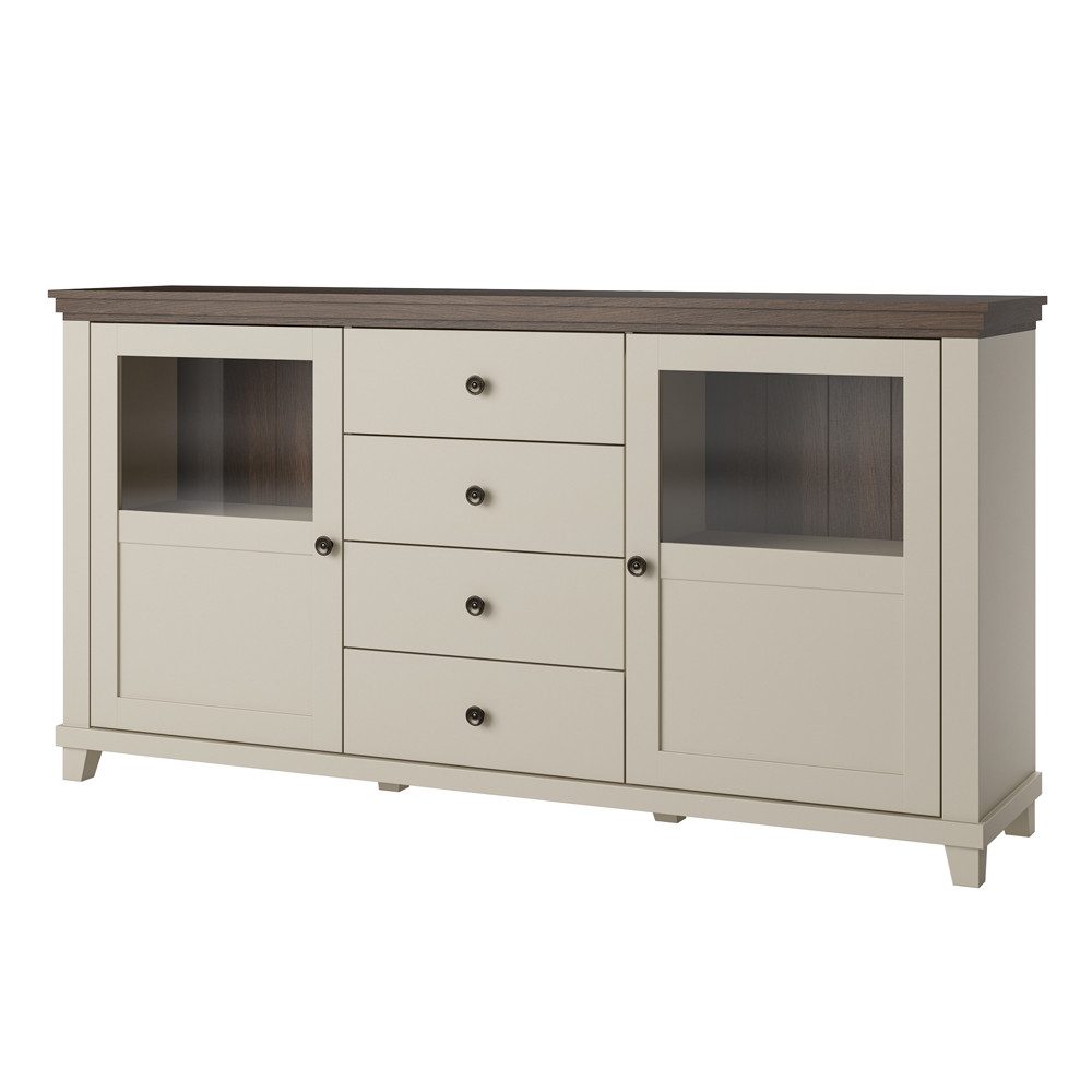 Lomadox Sideboard EPSOM-83, Beige 181 cm breit Landhausstil 2 Türen 4 Schubladen