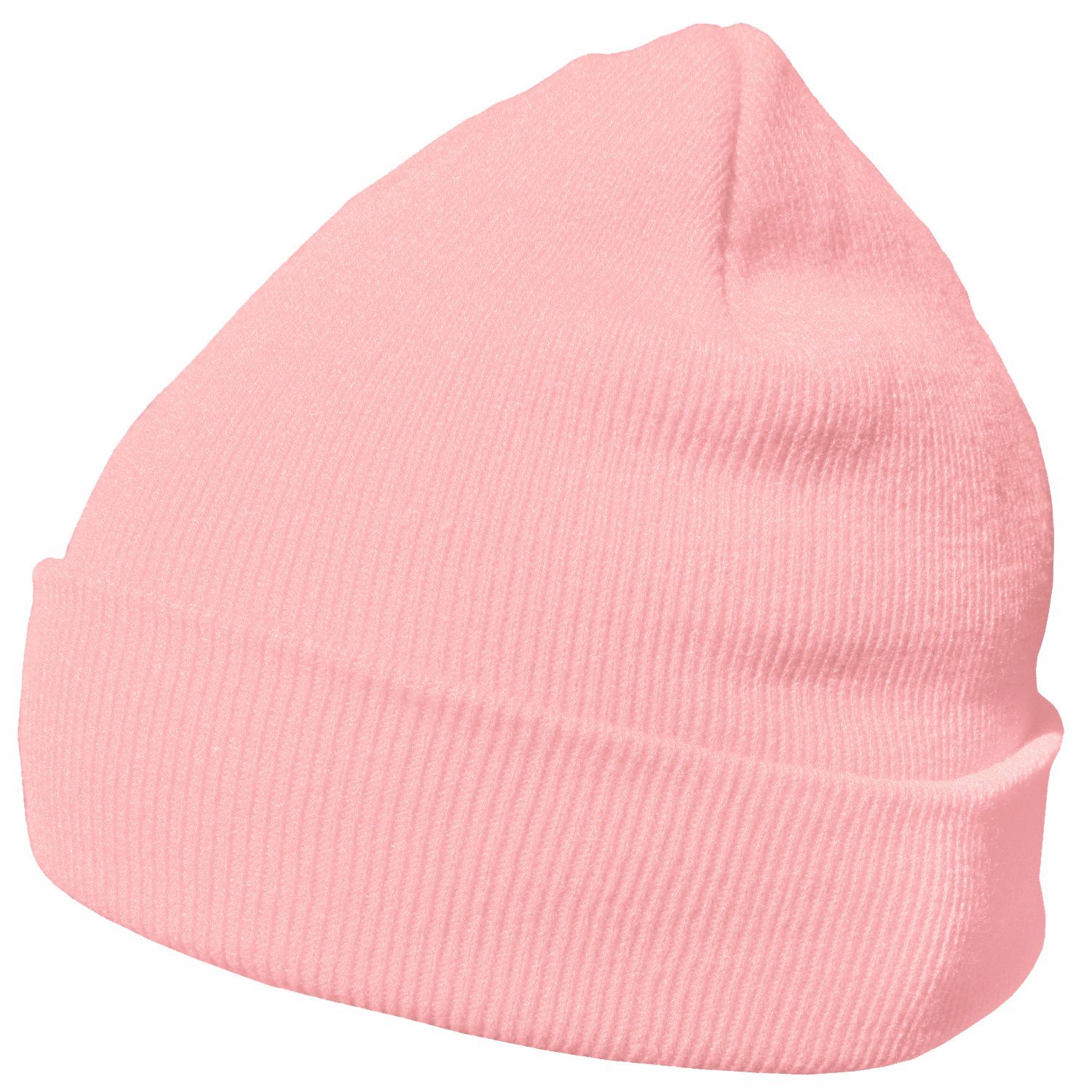 DonDon Beanie Mütze Beanie (Packung, 1-St) Wintermütze, klassisches Design, mit Krempe pink