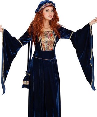 Karneval-Klamotten Burgfräulein-Kostüm Damen Mittelalter Burgfrau Damenkostüm hochwertig, blaues Königstochter Edelfrau Viktorianisches Frauenkostüm mit Mütze