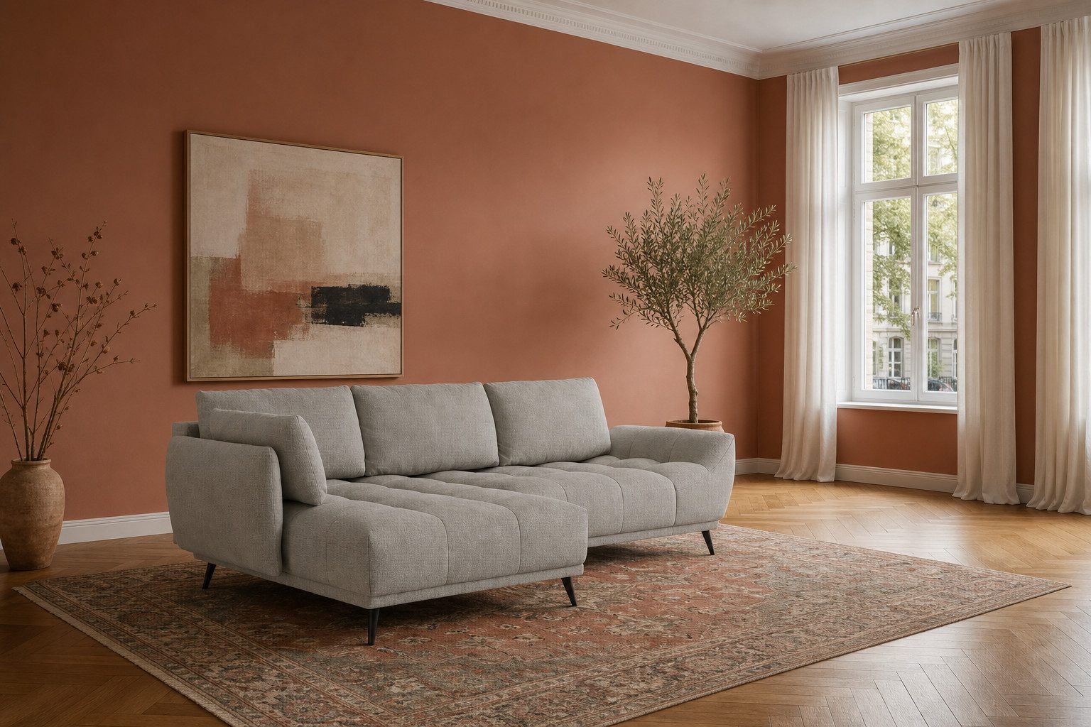 foamnova Schlafsofa Ferrara, mit Recamiere, Maße B 270 × T 169 × H 68 cm, Liegefläche 208 x 130 cm plus Bettkasten für Bettzeug
