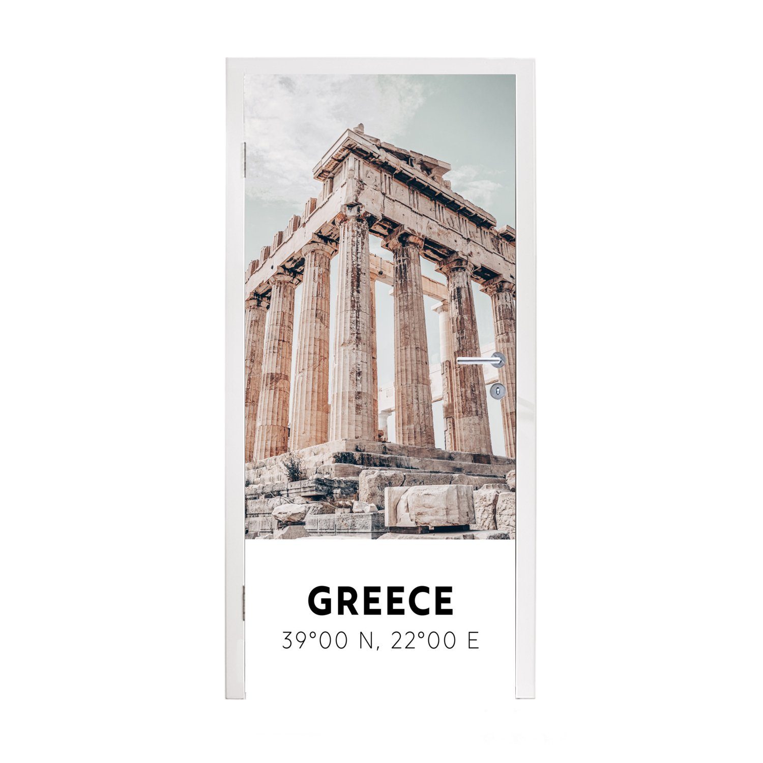 MuchoWow Türtapete Griechenland - Tempel - Athen, Matt, bedruckt, (1 St), Fototapete für Tür, Türaufkleber, 75x205 cm