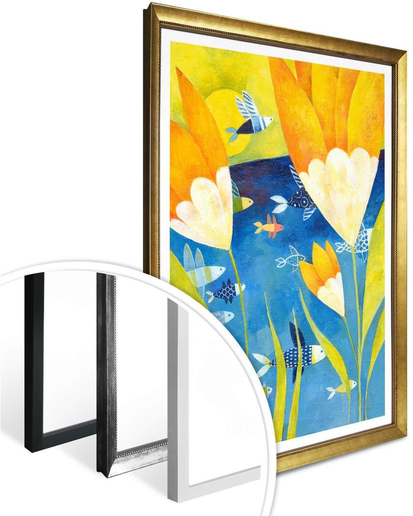 Wandposter Poster, St), Wall-Art Bild, Märchen Poster Pflanzen Wandbild, Gelbe Tulpen, (1 Wandbilder