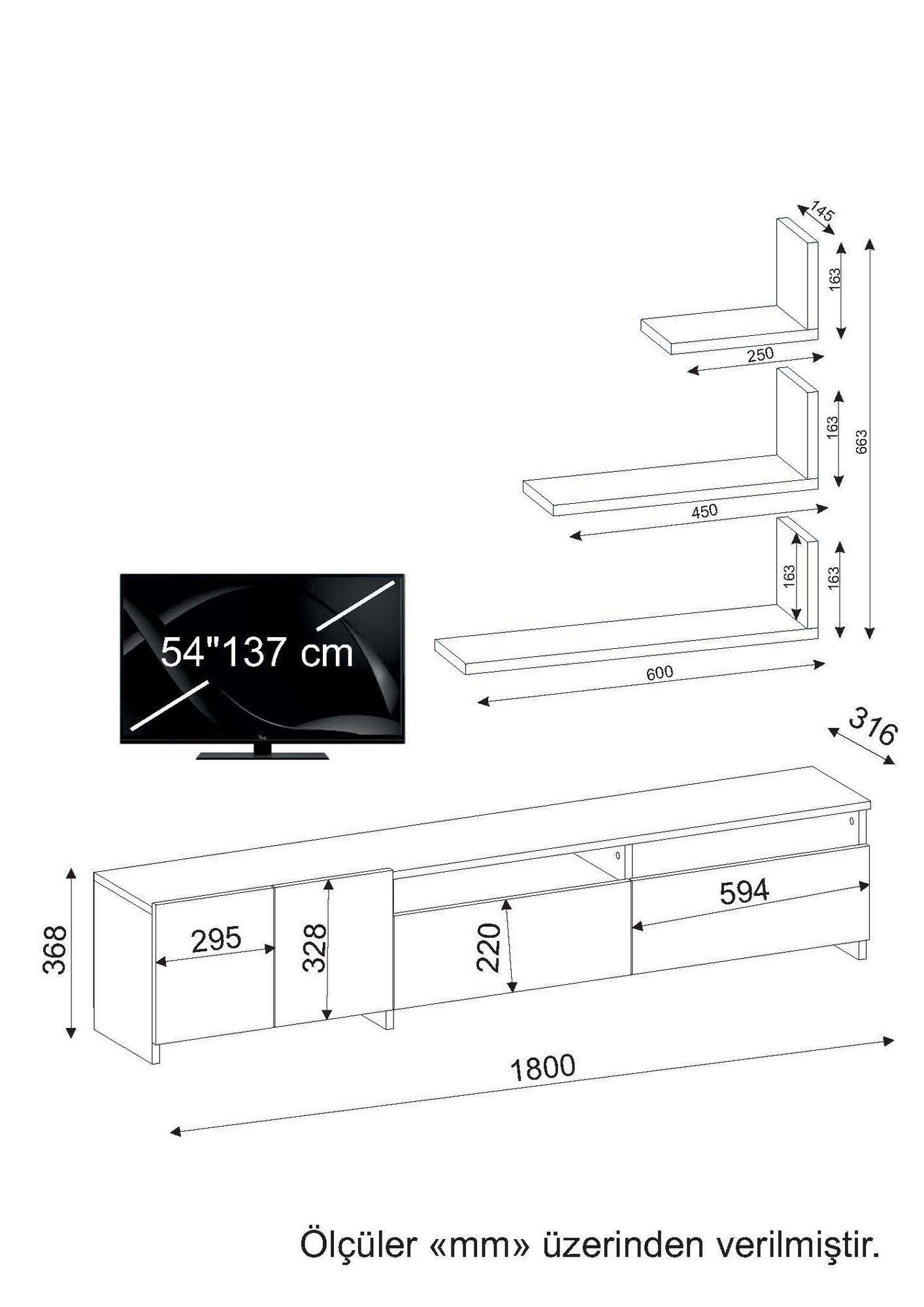 Skye Decor TV-Schrank Schränke, Melaminbeschichtete Partikelplatte 16,3x25x14,5 100% cm