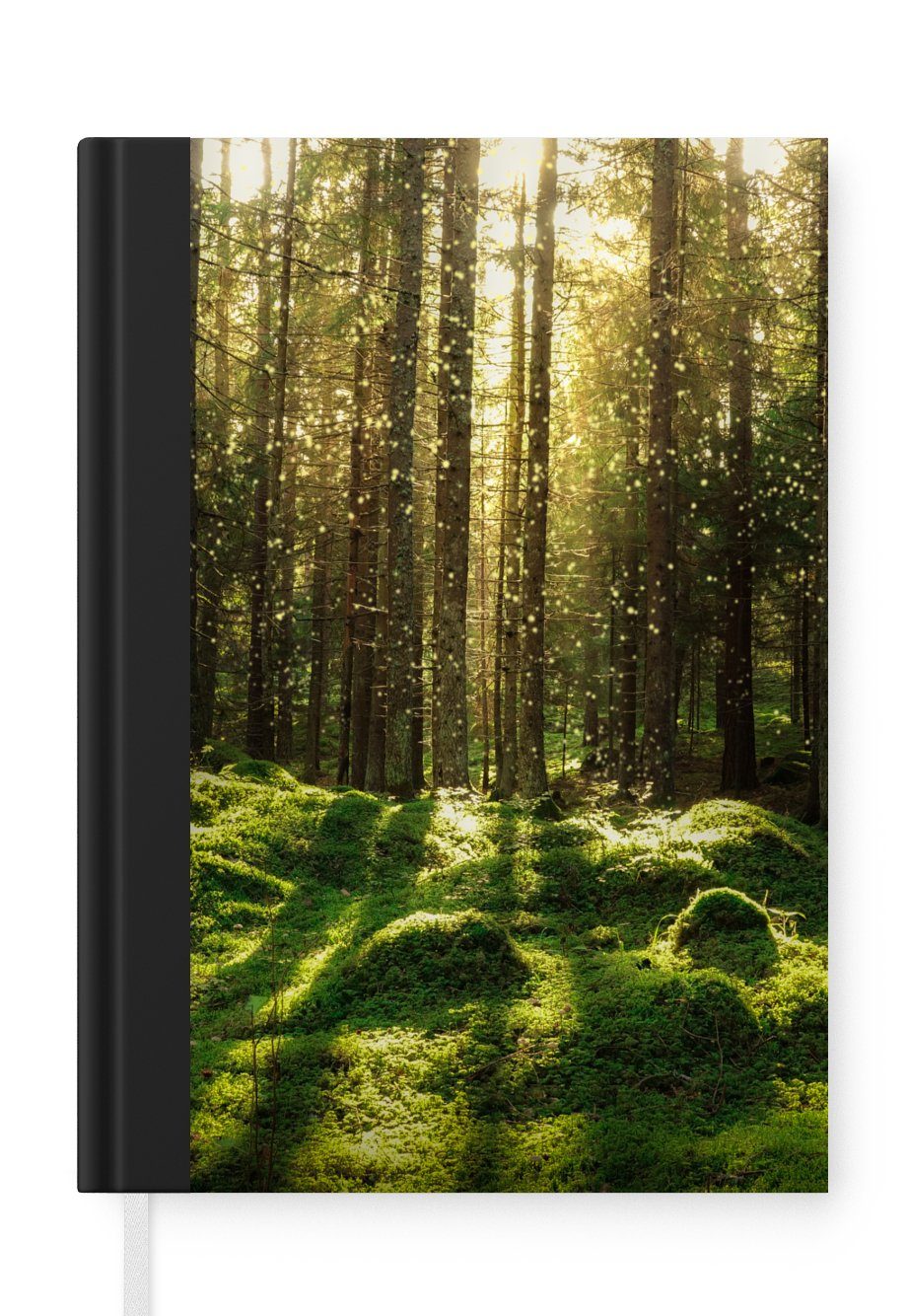 MuchoWow Notizbuch Bäume - Wald - Moos - Pflanzen - Sonne - Natur, Journal, Merkzettel, Tagebuch, Notizheft, A5, 98 Seiten, Haushaltsbuch