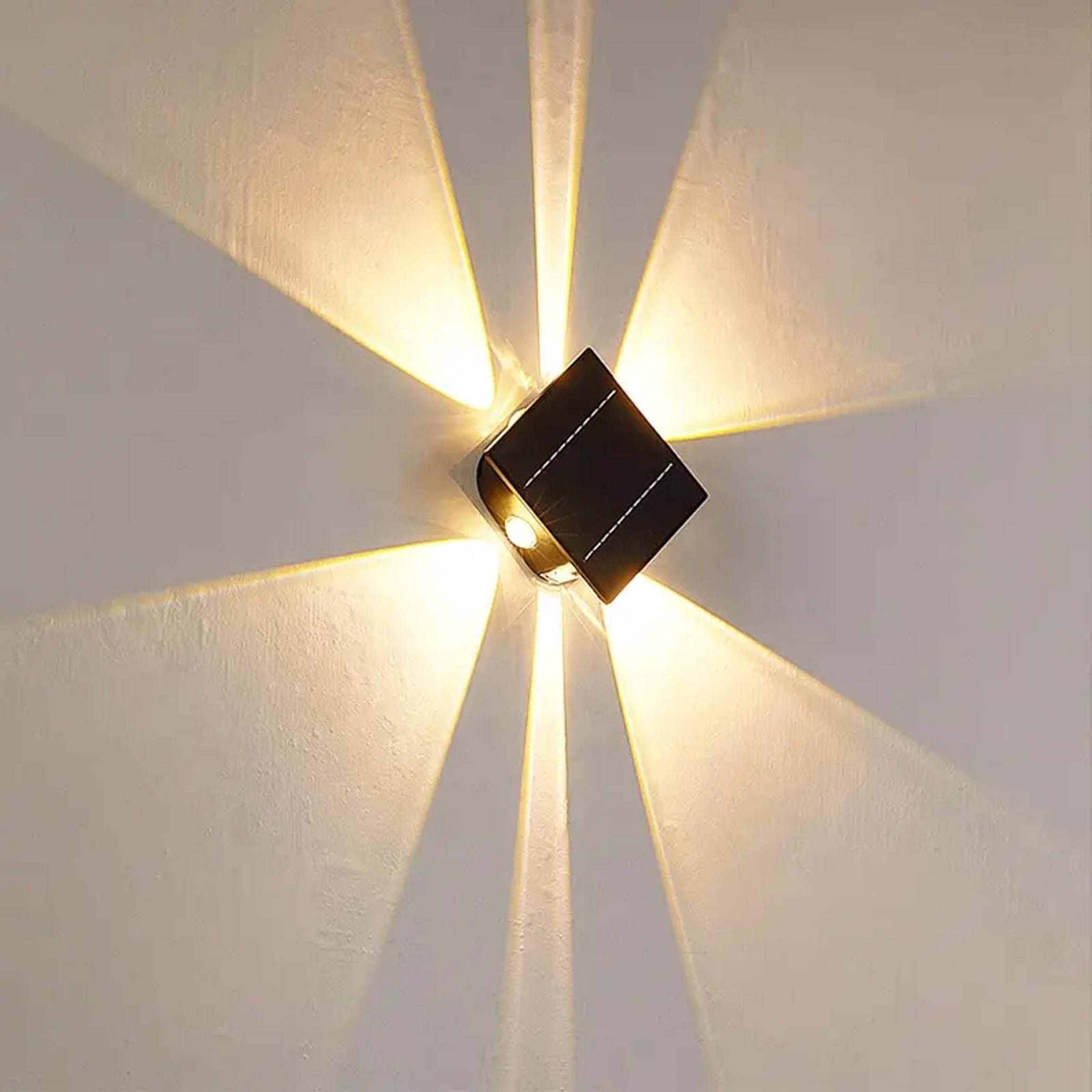 Arnusa LED Außen-Wandleuchte Solarlampe kabellos helle Außenleuchte Kalt-und Warmweiß, Tageslichtsensor, LED fest integriert, warmweiß, kaltweiß schwarz