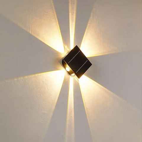 Arnusa LED Außen-Wandleuchte Solar Wandleuchte Wandstrahler Wandlampe LED UP-Down kabellos, Tageslichtsensor, LED fest integriert, warmweiß, kaltweiß