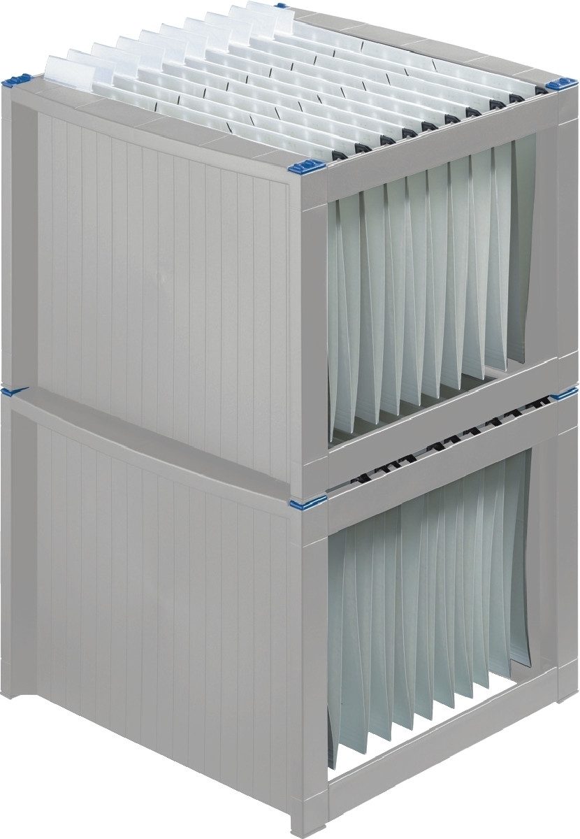 HELIT Aufbewahrungsbox Hängemappenbox 36x38x27,2cm grau/blau