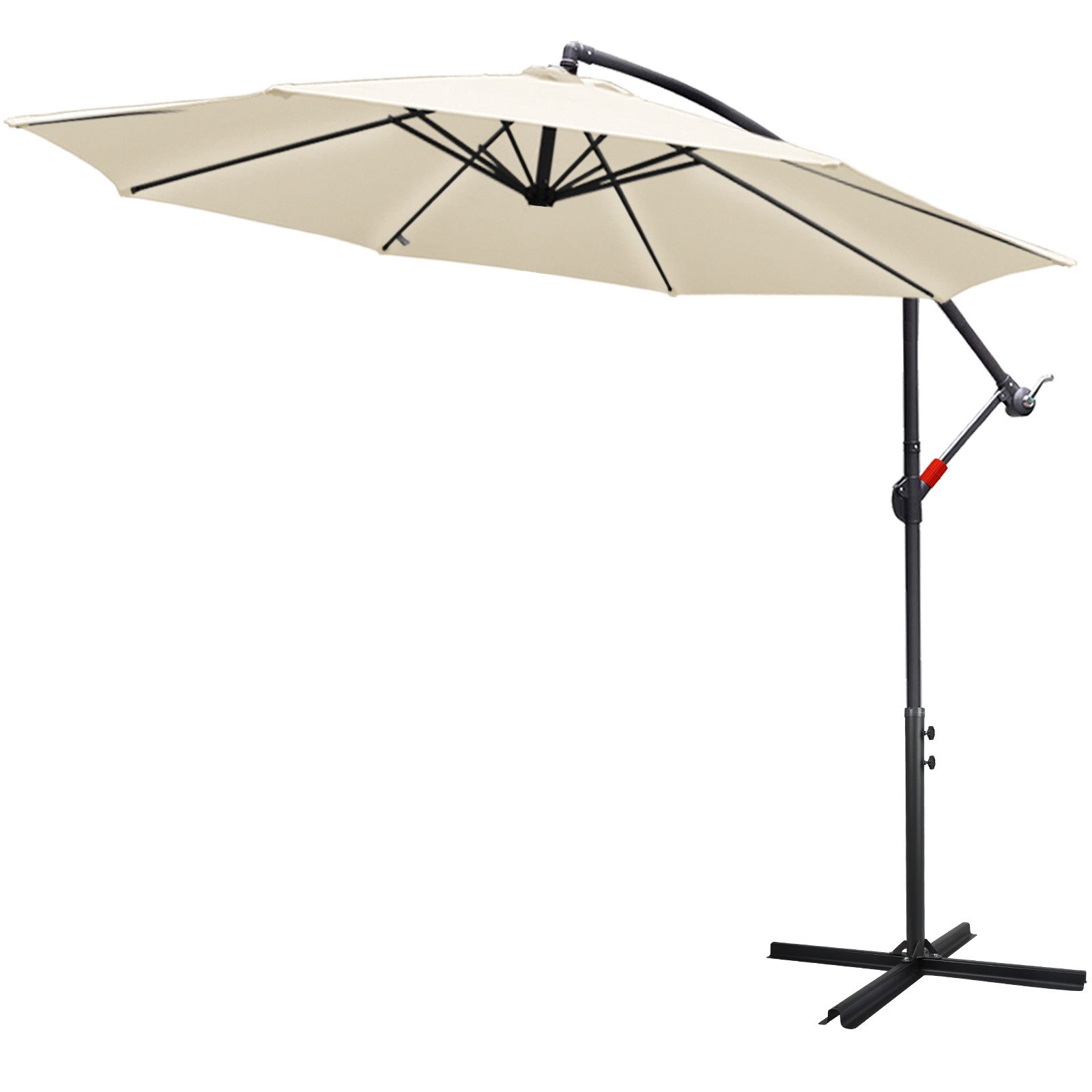 Sonnenschirm Sonnenschirm 300 cm Kurbel Ampelschirm mit Windsicherung Beige