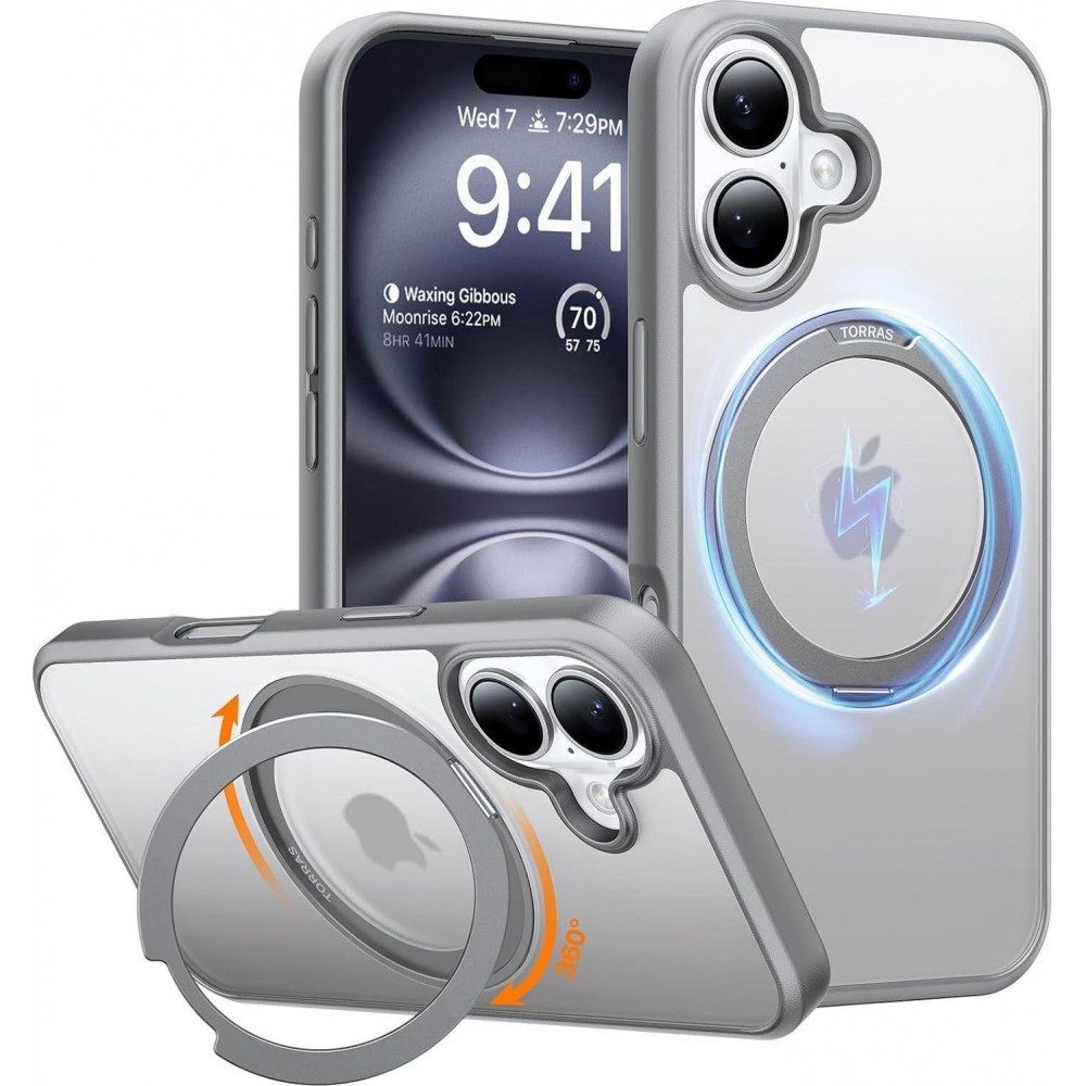 TORRAS Handyhülle Ostand Pro Case für iPhone 16 - Schutzhülle - titanium grau