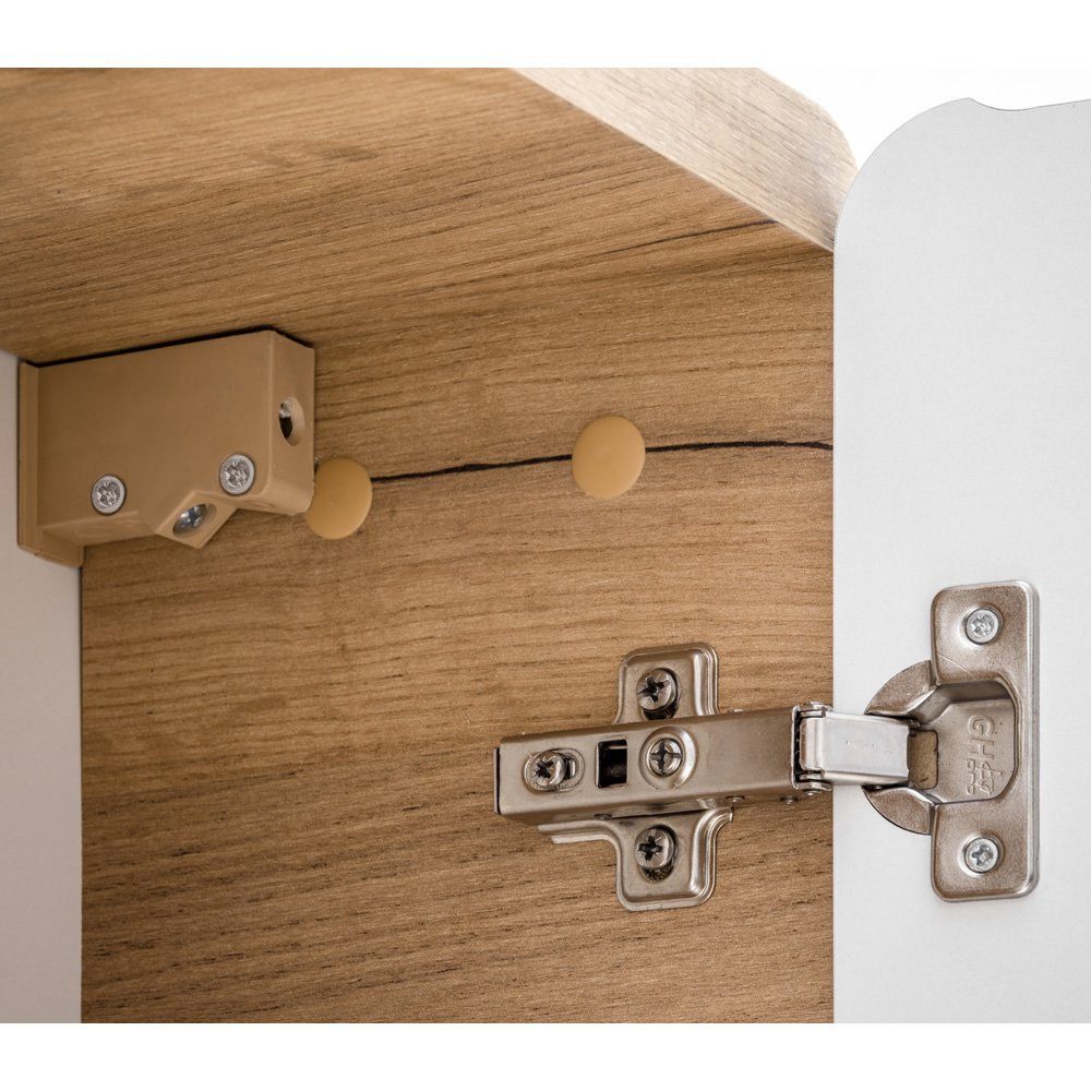 Lomadox Hängeschrank LUTON-56 Badezimmer, Hochglanz weiß, Wotan Eiche Nb., B/H/T ca. 35/75/22 cm – Bild 5 von 5