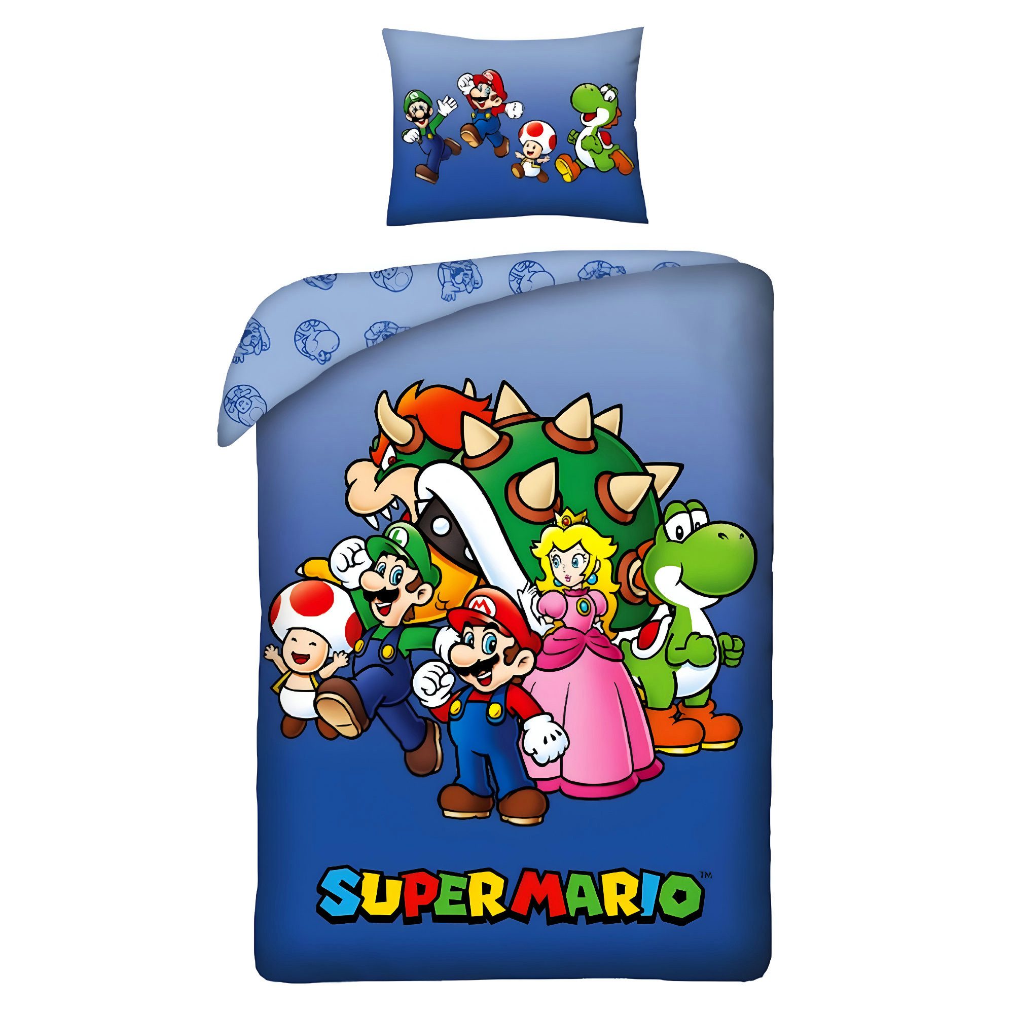 Super Mario Bettwäsche Super Mario Luigi Bowser Peach Bettwäsche Set, 2 teilig, 135-140 x 200 Deckenbezug 60x70cm Kissenbezug