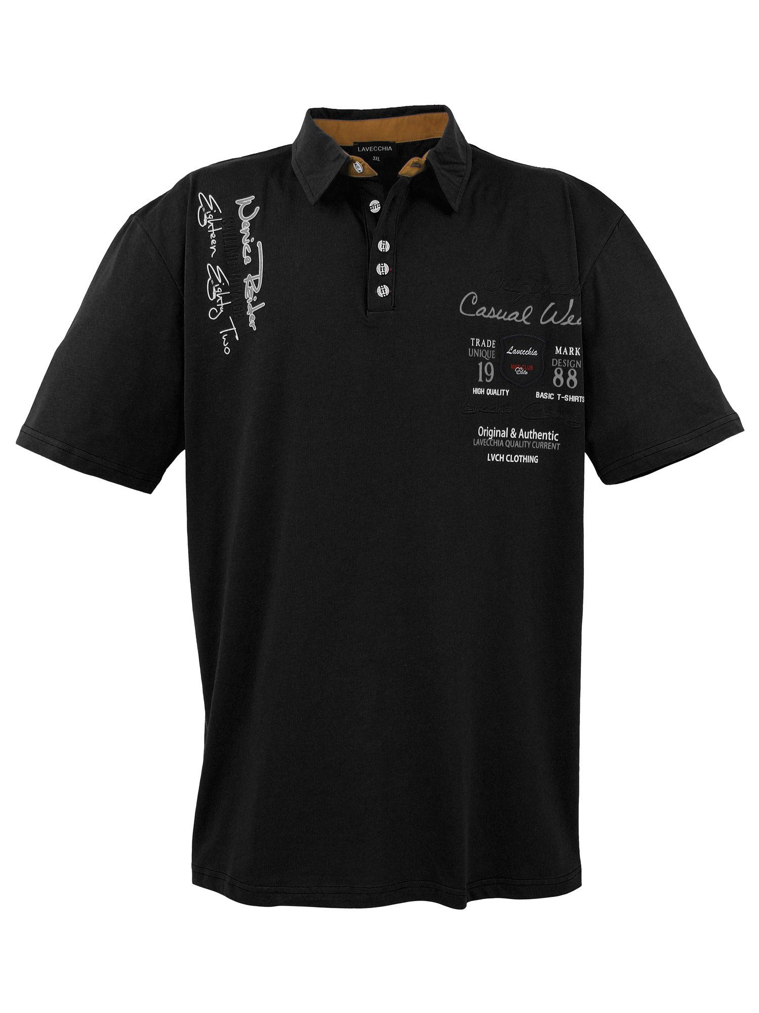 Lavecchia Poloshirt Übergrößen Herren Polo Shirt LV-610 Herren Polo Shirt schwarz