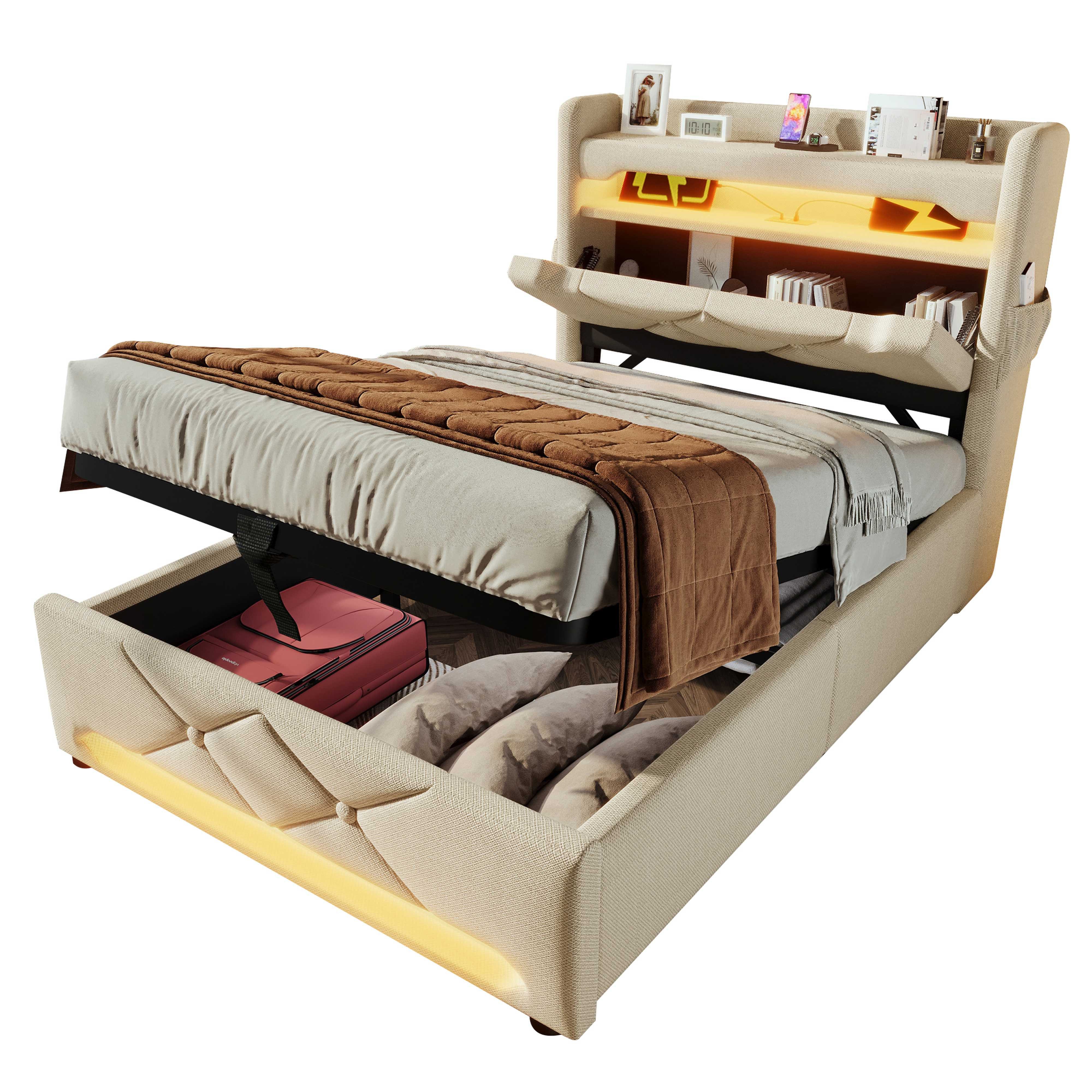 BlingBin Polsterbett Boxspringbett Stauraumbett (1-tlg., Einzelbett 90×200, günstig online kaufen