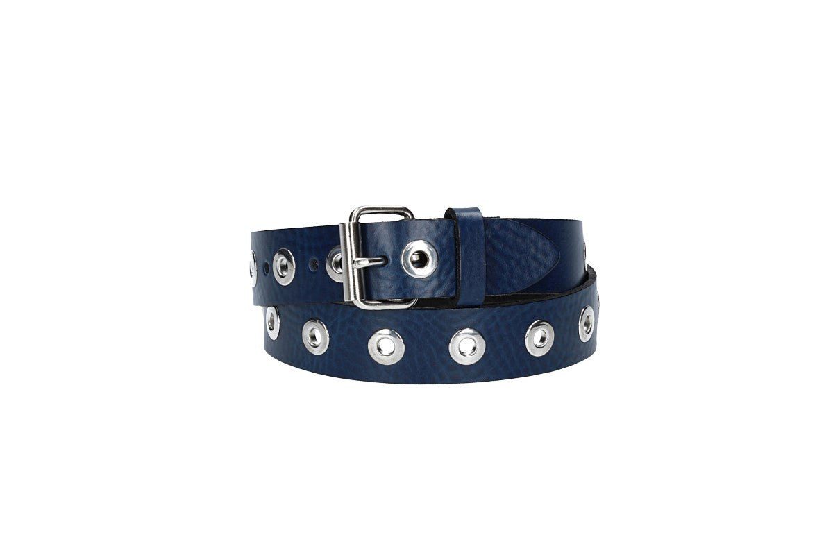 kiddybelts Ledergürtel Ledergürtel Kids 25mm in Blau mit Ösen und Schließe in Silber (KB14-480, 1-St) sehr weiches Vollrindleder