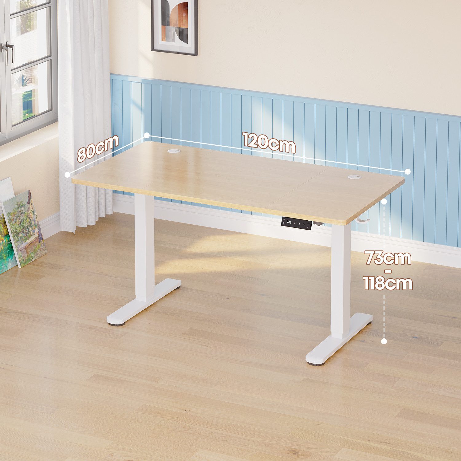 HOMALL Schreibtisch Höhenverstellbarer Schreibtisch mit 3 Höhen-Speicherfunktionen (Mehrere GrdBen 120/140/160/180/200 cm mit 1 USB-Ladanschlus Tischplate mit einerTiefe von 80 cm Der Tisch besteht aus ver Tischplaten)
