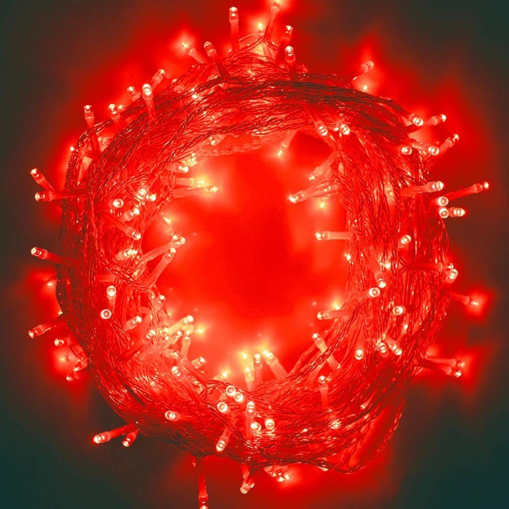 MUPOO LED-Girlande LED-Lichterkette 10M Lichterketten, LED-Netzlicht Rot 100LED LED LED-Licht LED-Lichtervorhang Farben Lichterketten,9 Wasser
