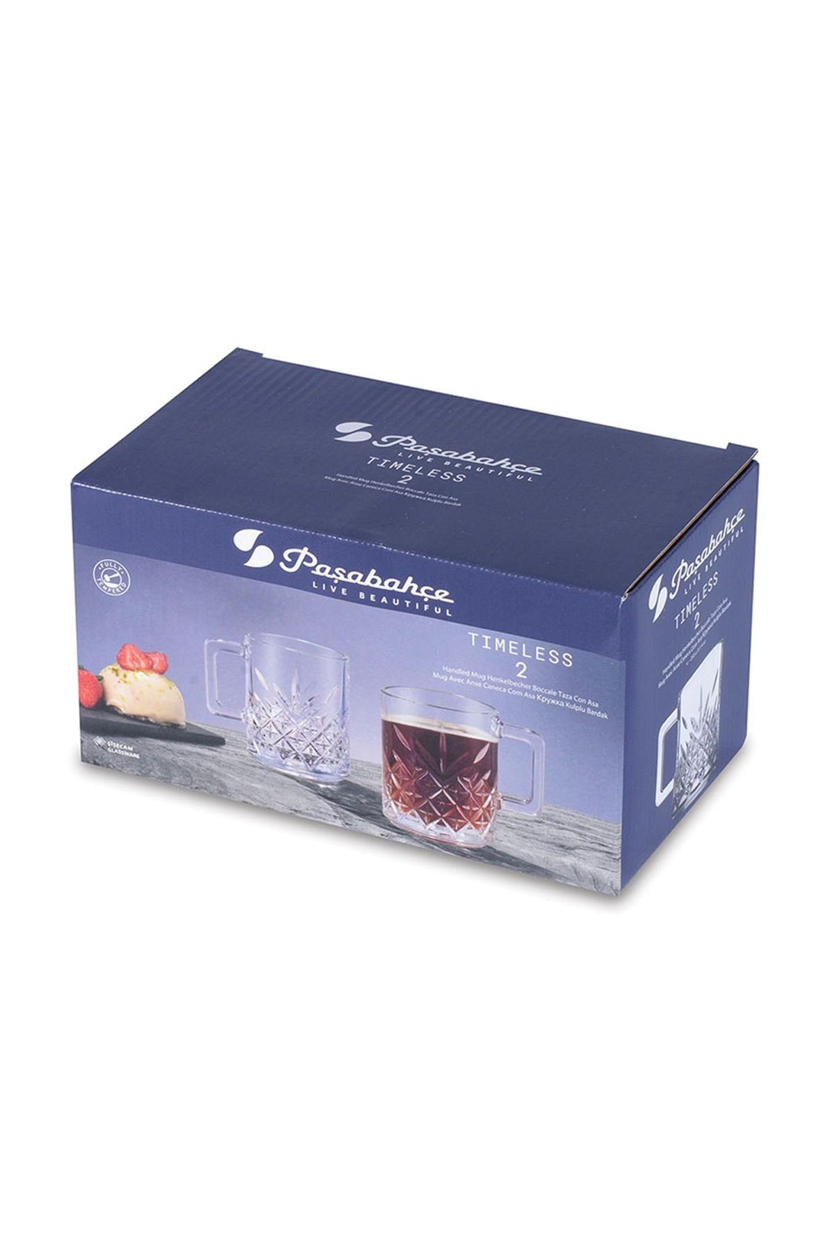 Pasabahce Teeglas Timeless 2er-Gläser Set mit Henkel Teeglas Kaffeeglas