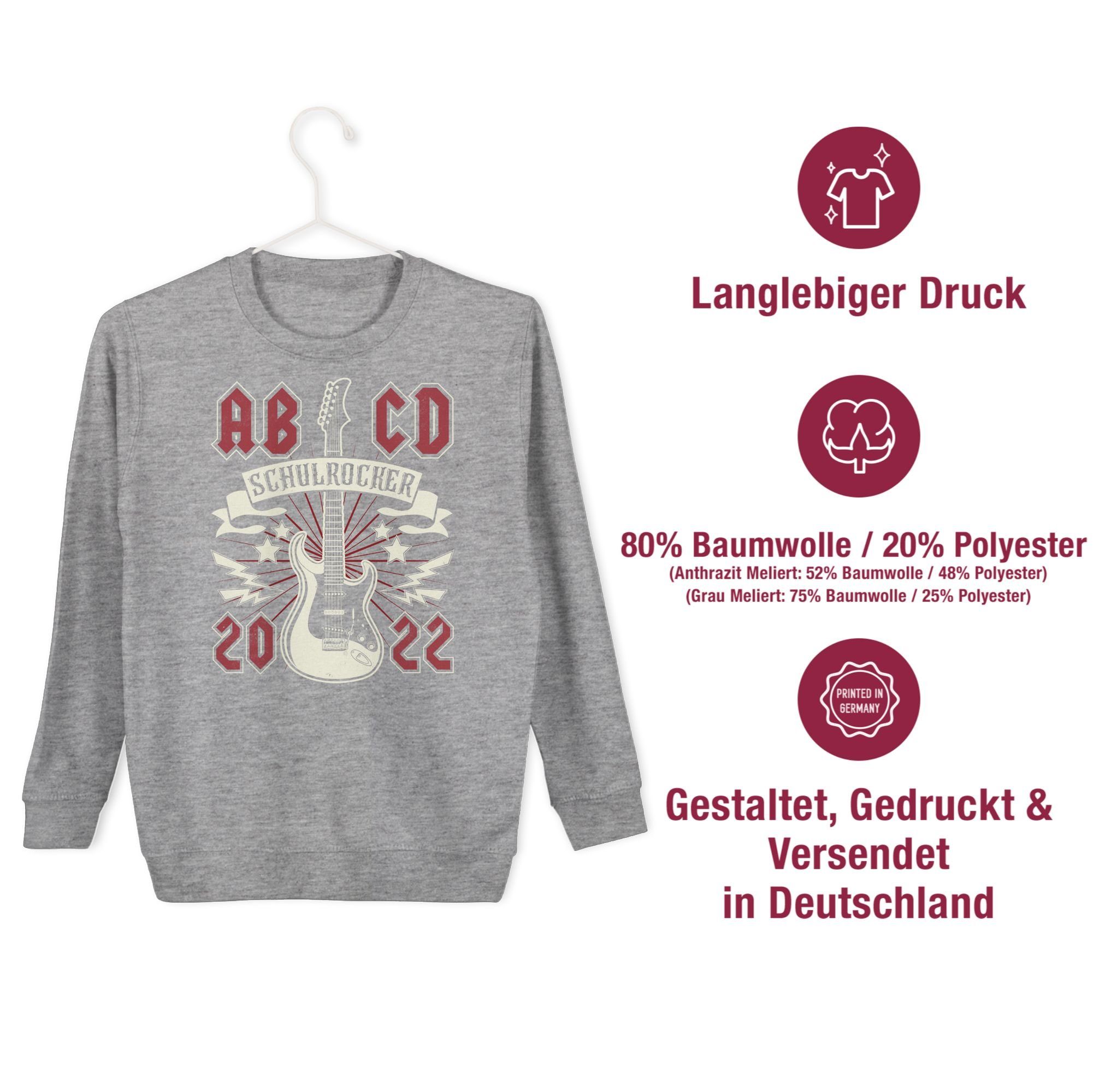Shirtracer Sweatshirt ABCD Pullover Vintage 2022 Schultüte Premium - Schulanfang Schulrocker - Füllung Geschenke Kinder Schulkind meliert 5 Einschulungs Einschulung Grau und