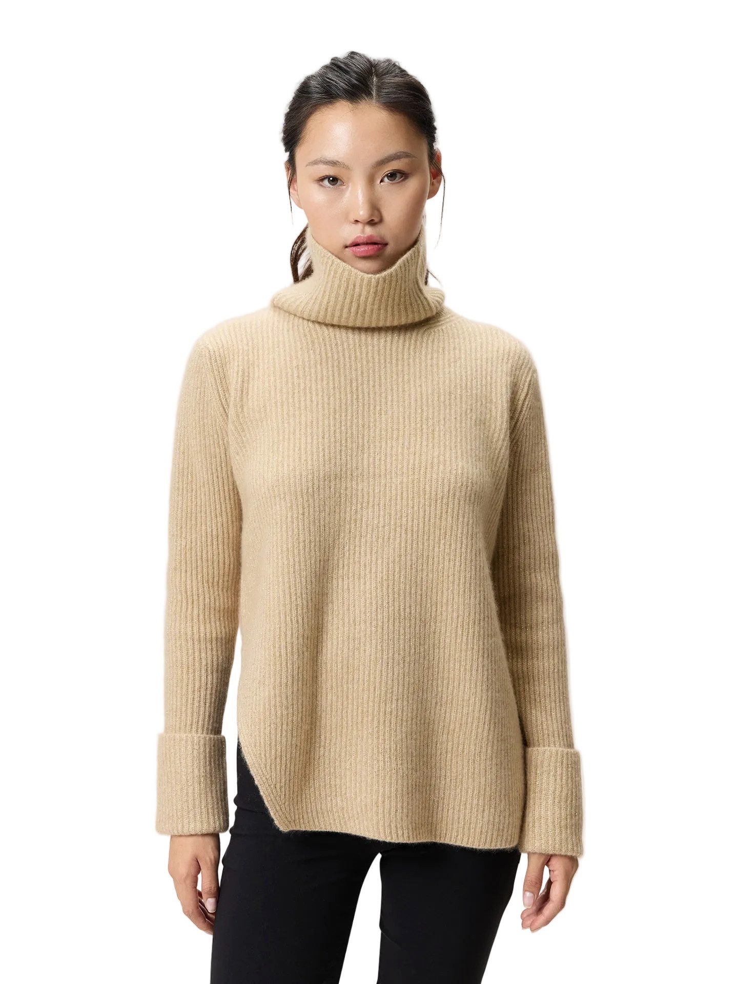 Rundhalspullover Kaschmir-Pullover mit Abnehmbarem Kragen
