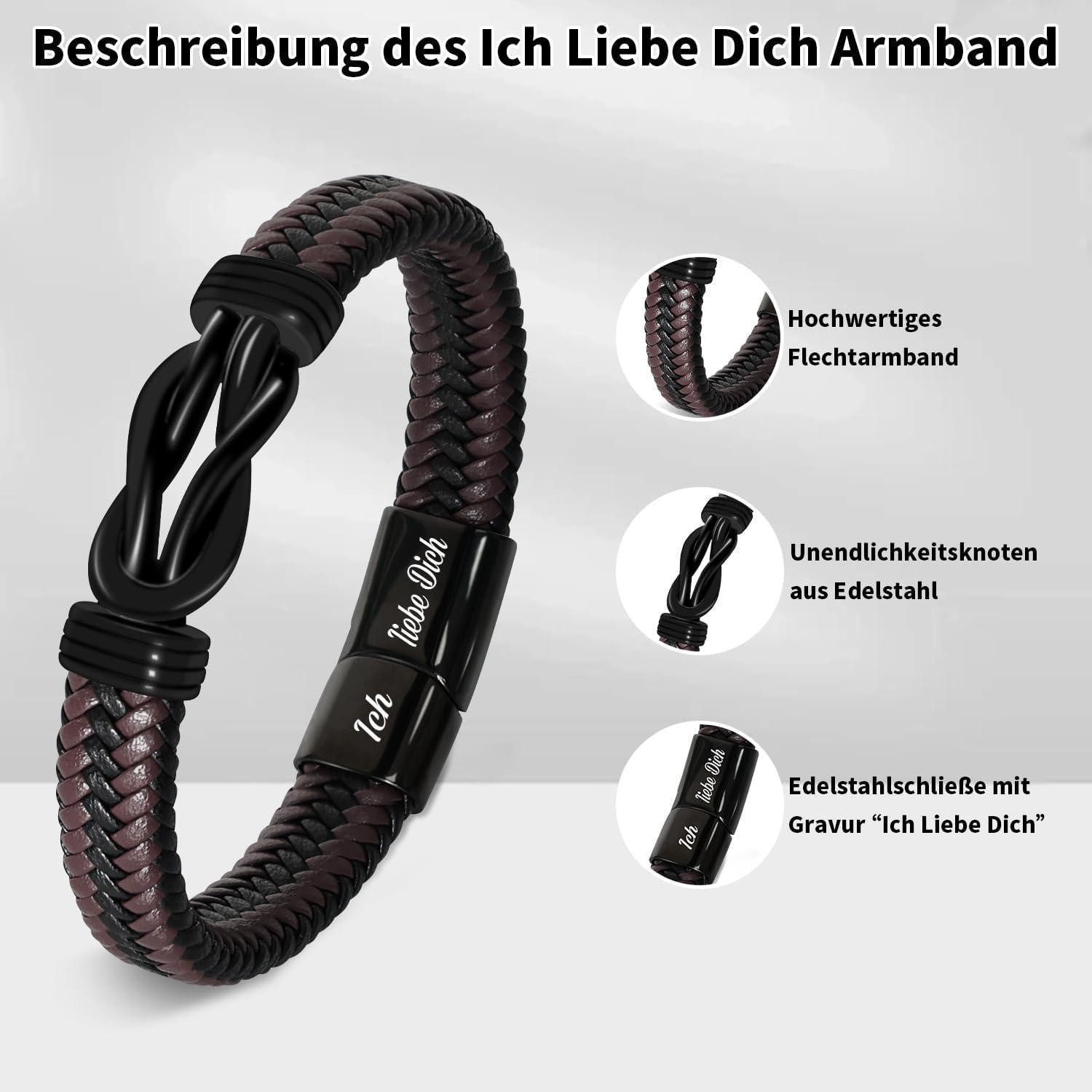 LuxusKollektion Lederarmband Armband Lederarmband Ich liebe dich Geschenk Männer Armband für Ihn