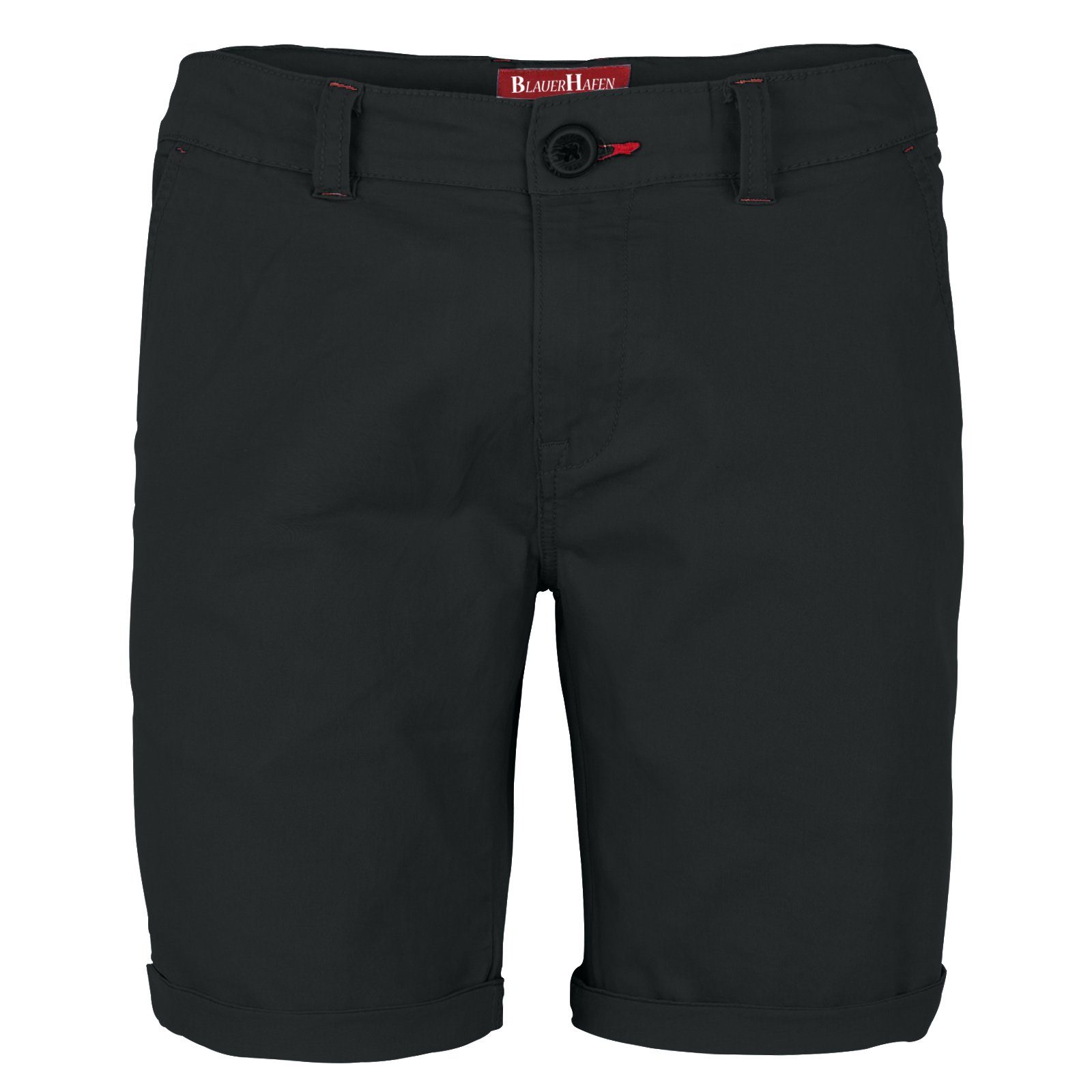 BlauerHafen Chinoshorts Hose Shorts Herren Bermuda Slim Chino Stretch Schwarz Fit Strecken-Baumwolle