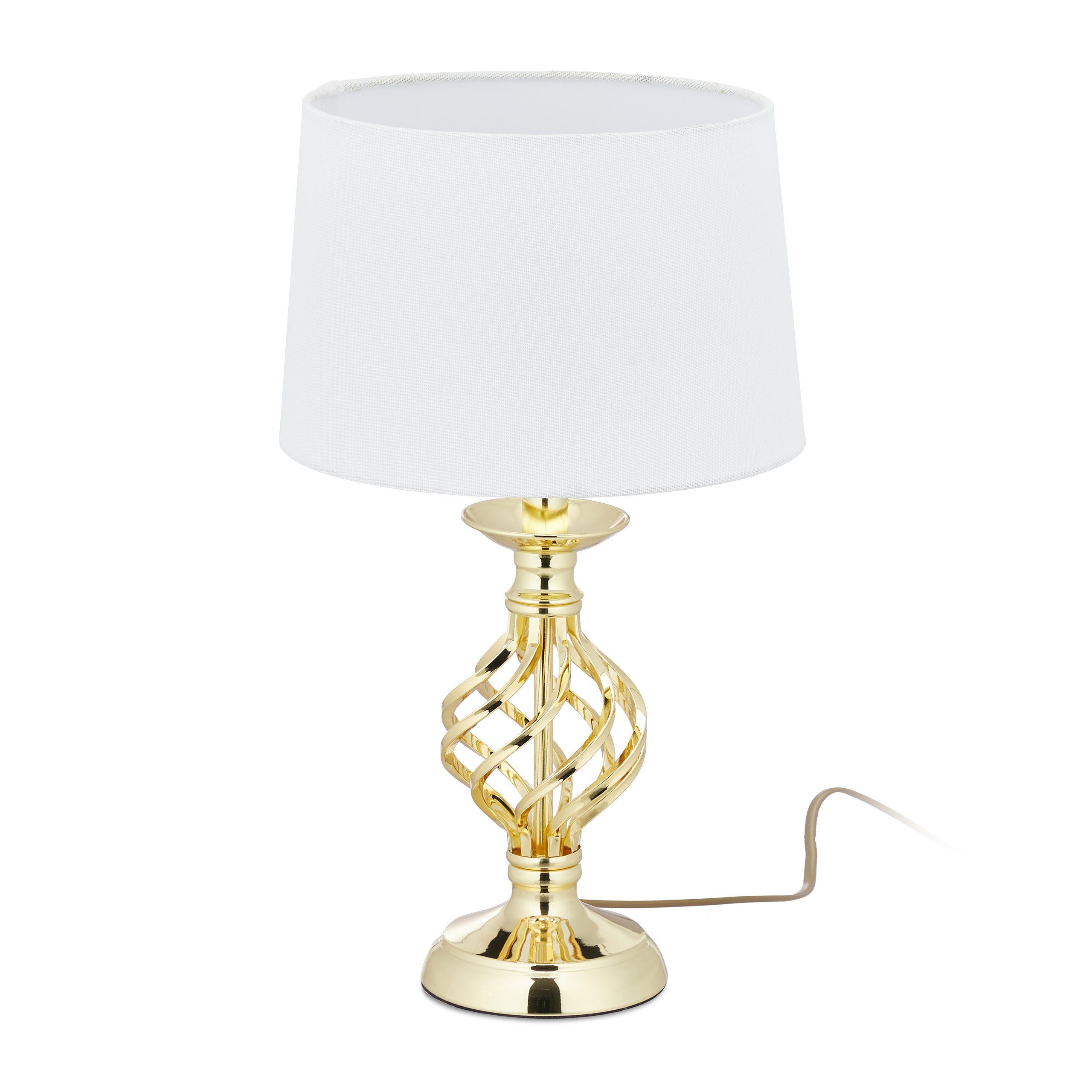 Gold dimmbar, relaxdays modern Weiß Tischleuchte Gold Tischlampe