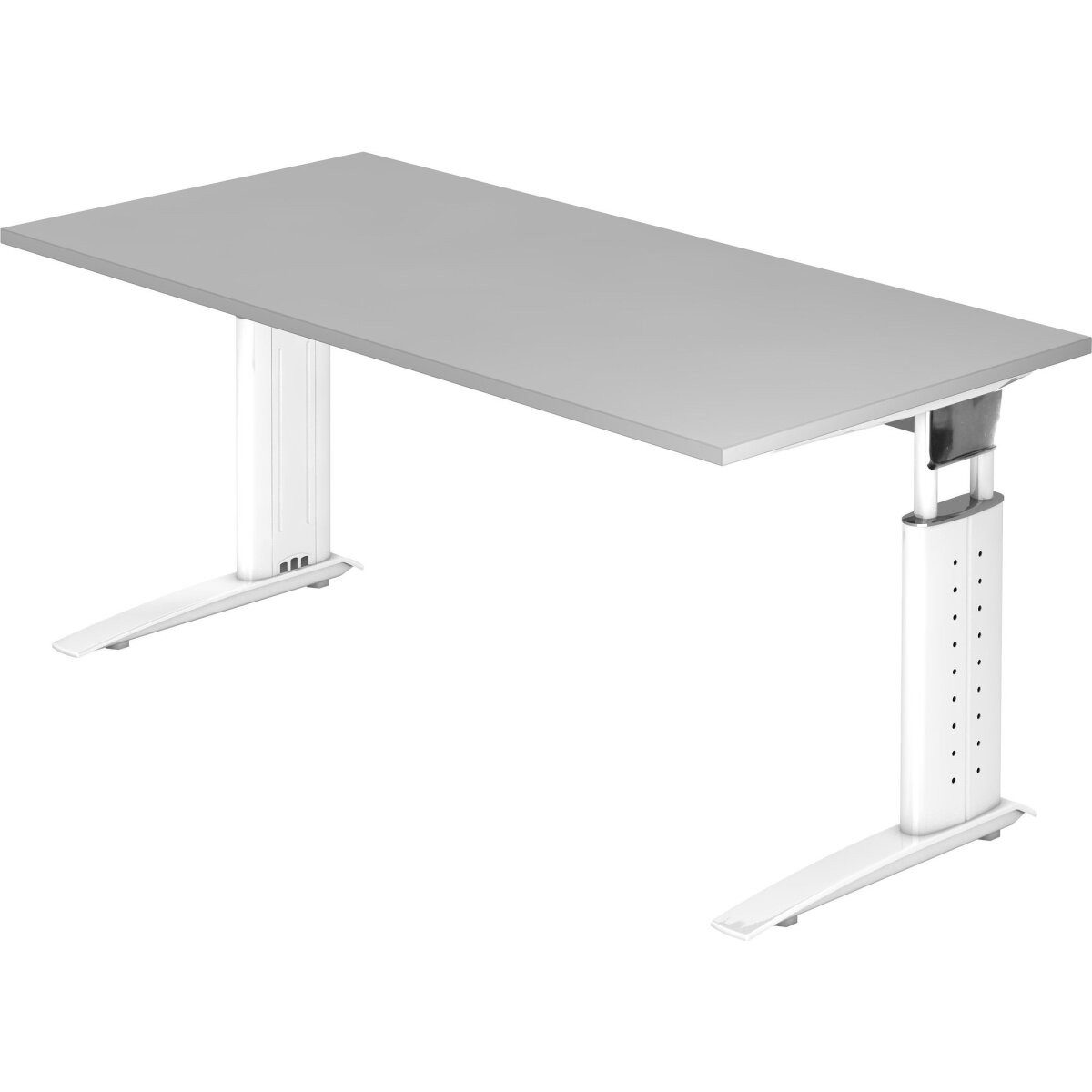 HAMMERBACHER Schreibtisch Schreibtisch C-Fuß 160x80cm Grau/Weiß