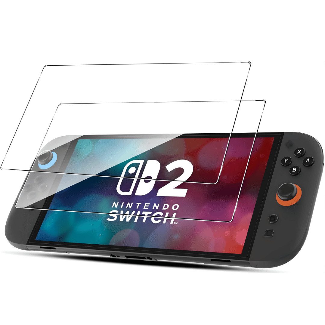 SmartUP Displayschutzglas 2X Schutzglas für Nintendo Switch 2 Display Panzerfolie Full Screen 9H für Nintendo Switch 2, 2 Stück, Rundumschutz, passgenaue Verarbeitung