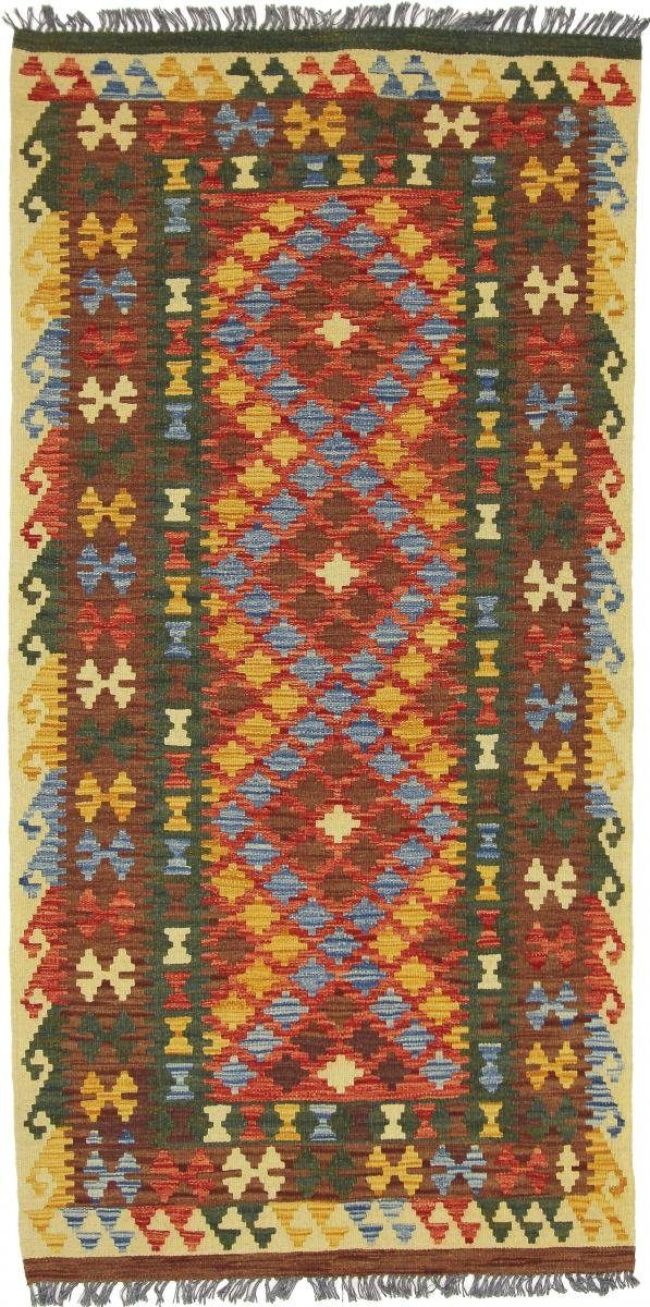 Orientteppich Kelim Afghan 101x203 Handgewebter Orientteppich Läufer, Nain Trading, rechteckig, Höhe: 3 mm