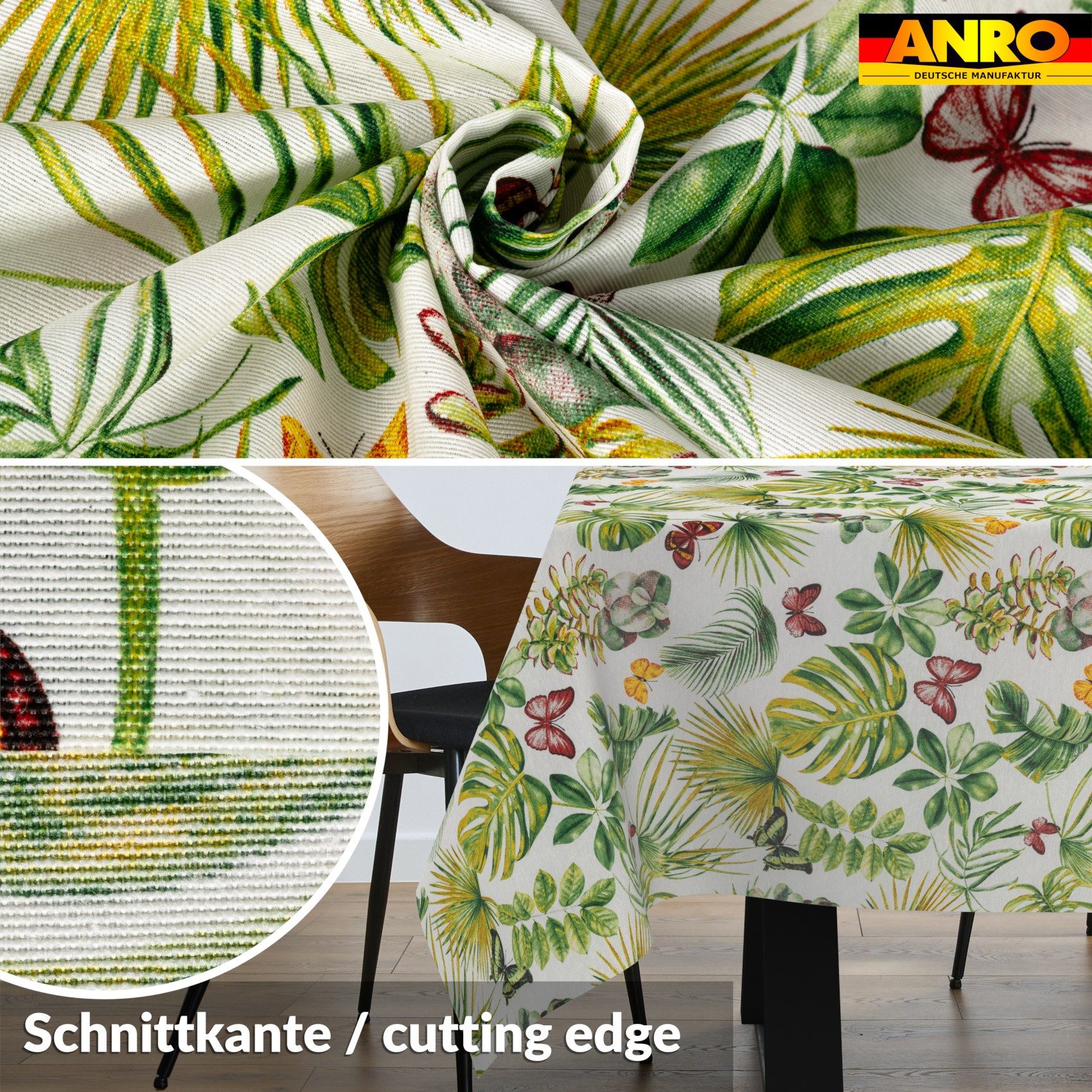 ANRO Tischdecke abwaschbar Tischtuch Baumwolle Polyester wasserabweisend (Einzelstück 1-tlg), Schmutzabweisend abstrakt Hellgrün 100x140cm