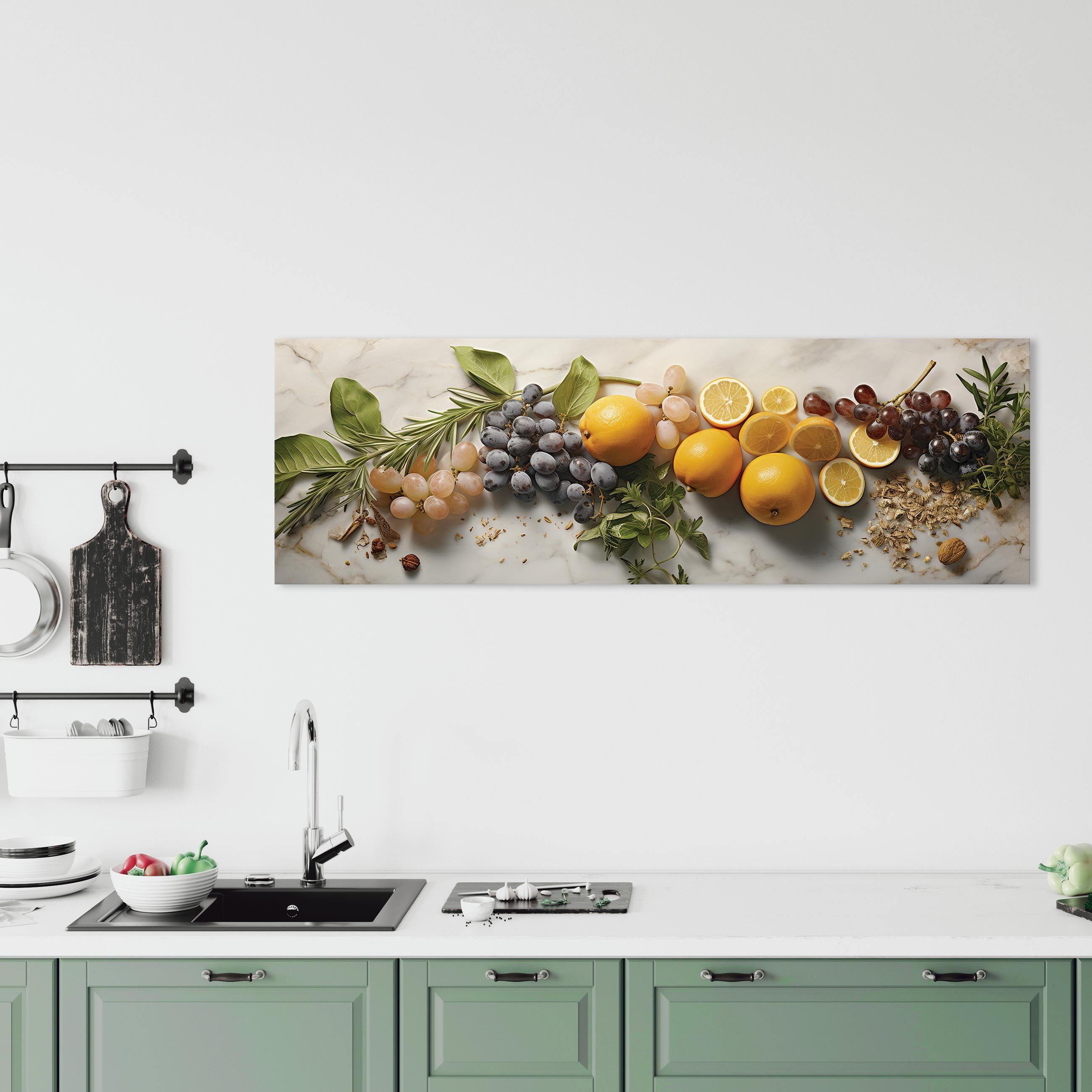 XXL Bild Wandbild Esszimmer 1 Wallarena Obst St), Groß Bilder Küche Leinwandbilder (Einteilig, Leinwand Obst Marmor Leinwandbild Leinwandbild Modern, Aufhängefertig