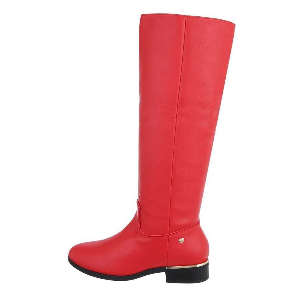 Ital-Design »Damen Elegant« Stiefel Blockabsatz Flache Stiefel in Rot
