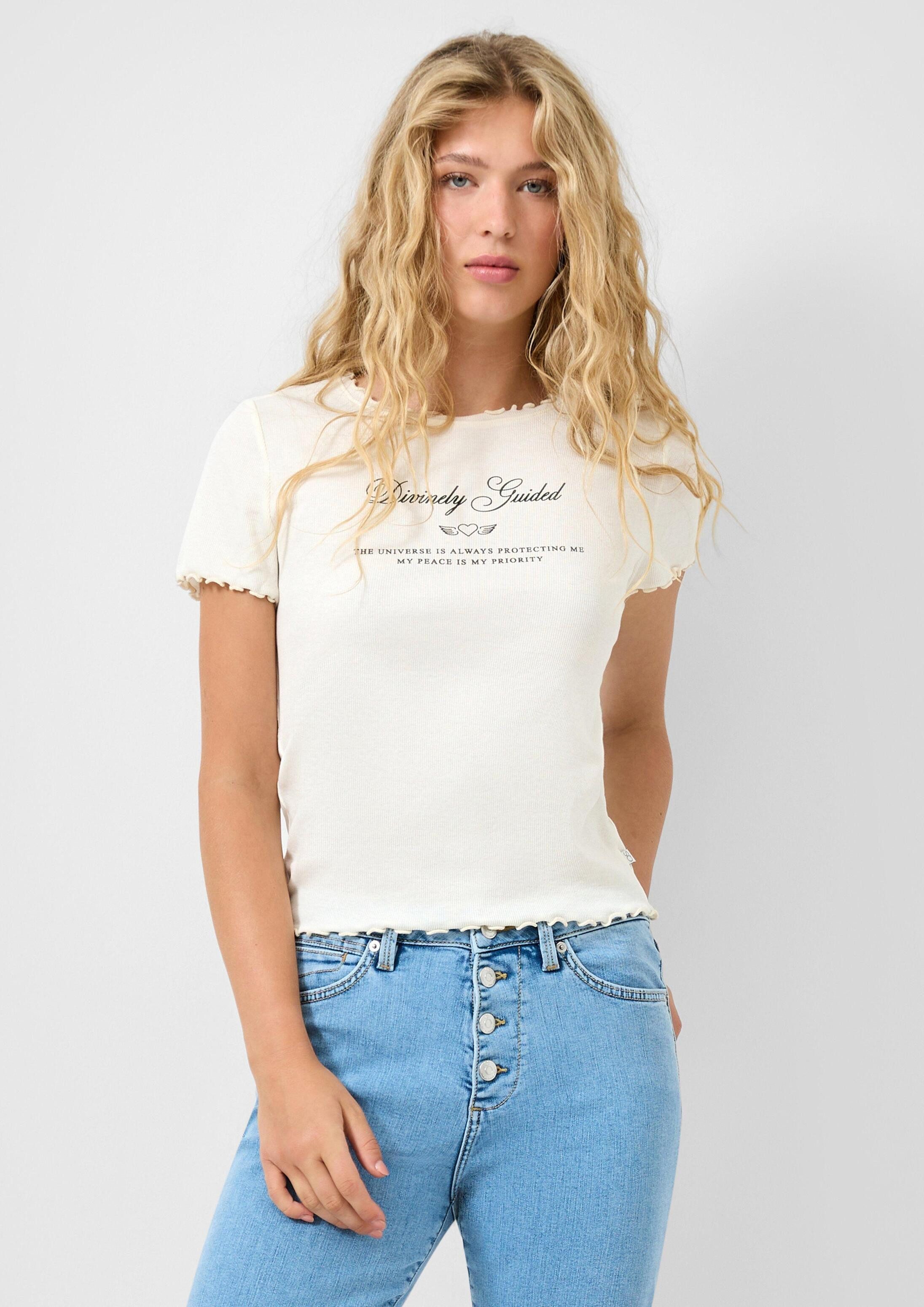 QS Kurzarmshirt T-Shirt Rippshirt