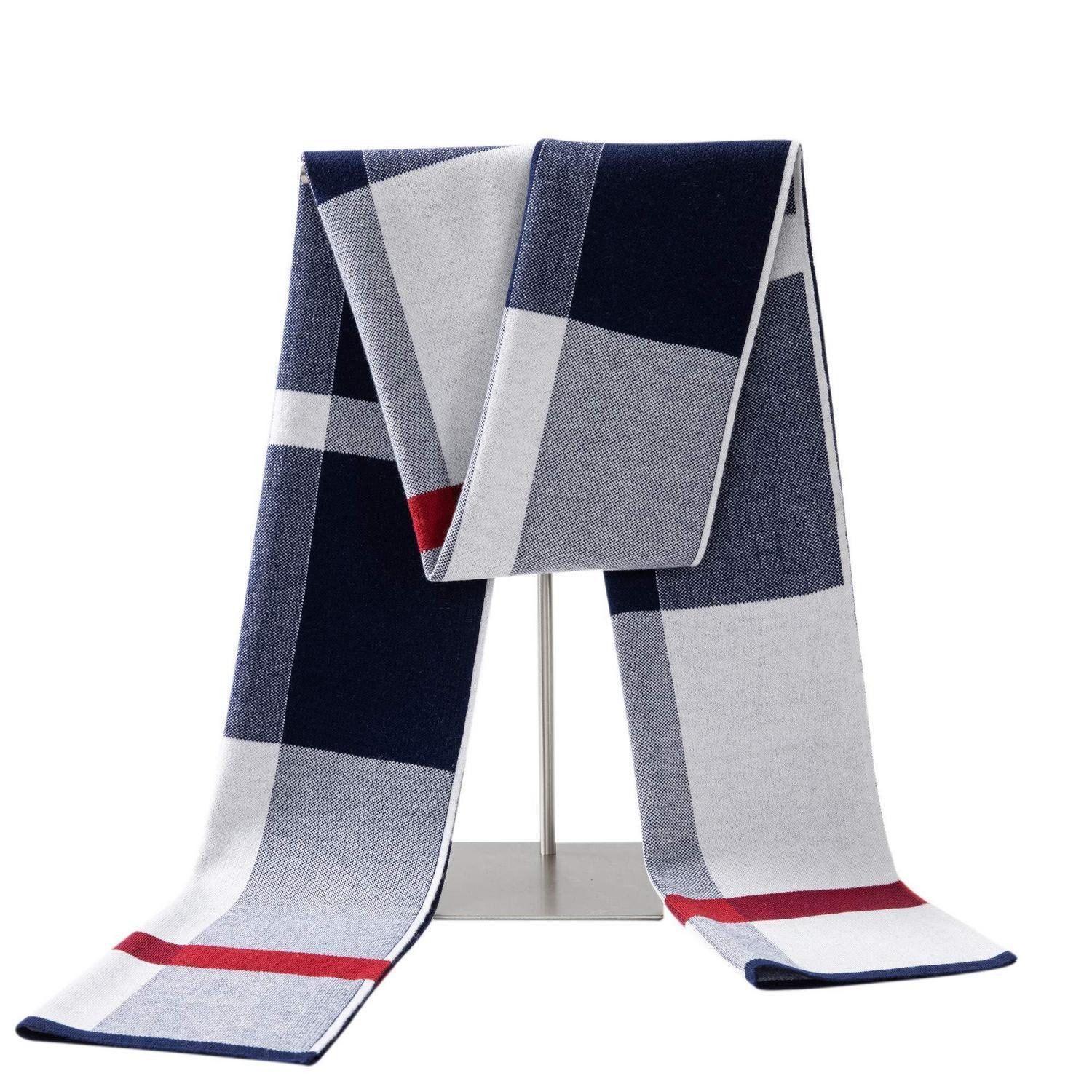LuxusKollektion Wollschal Schal Herren Merinowolle Tartan Blau Weiss, (1-St)