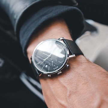 M&M Quarzuhr Armbanduhr Lederarmband Chronograph, (1-tlg), Analoguhr rund mit Lederarmband, Designer Uhr