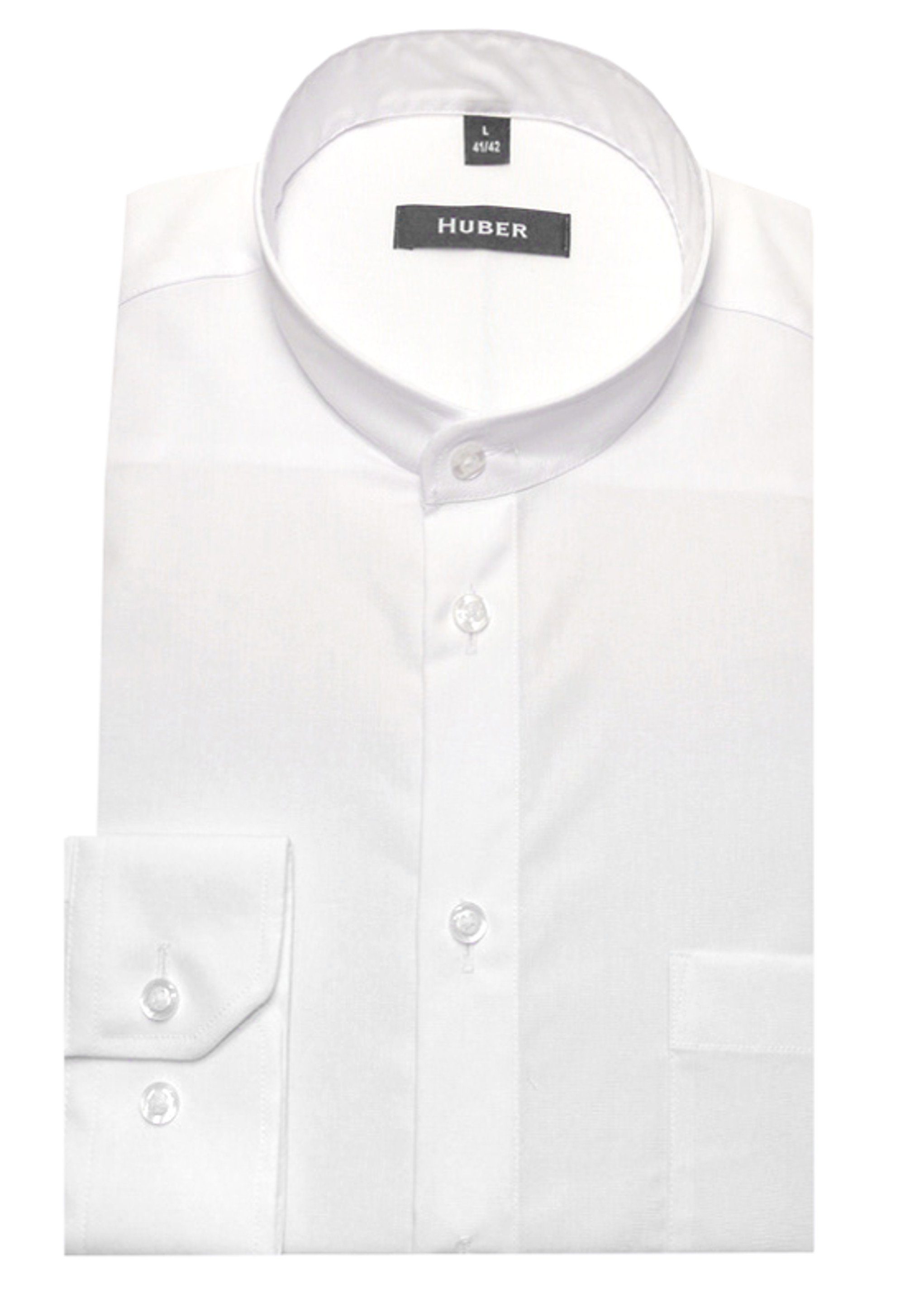 Huber Hemden Langarmhemd HU-9008 Stehkragen, Knopfleiste, Regular Fit - gerader Schnitt, Made in EU