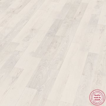 EGGER Laminat »EHL151 Ascona Wood weiss«, Laminatboden in Holzoptik, Bodenbelag: universell einsetzbar, 7mm, 2,494m² - Fußboden mit Klicksystem - weiss