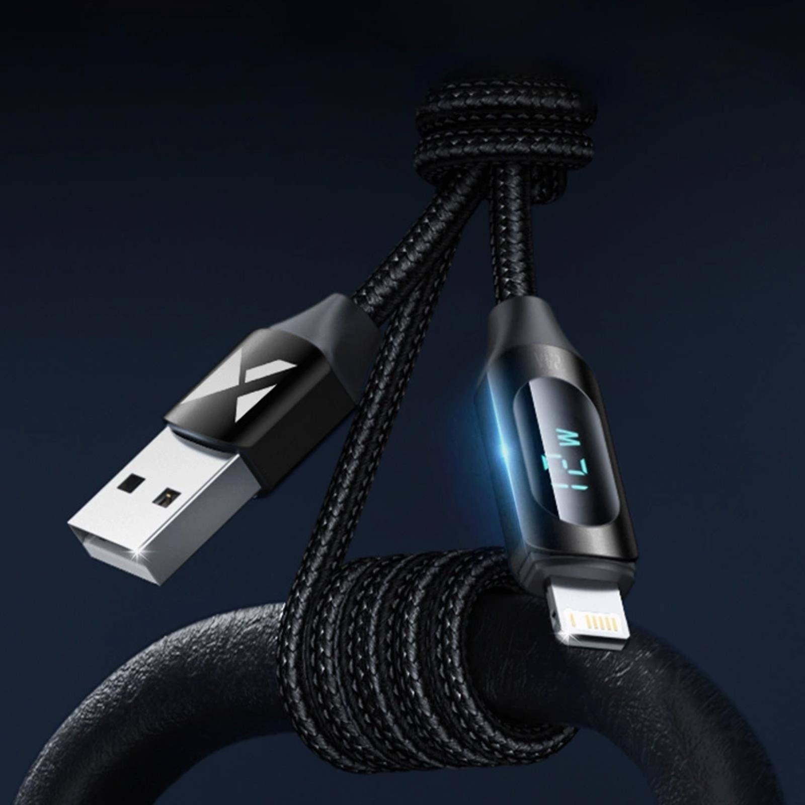 Wozinsky Wozinsky WUALC1 USB Schnell Lade Kabel Smartphone-Kabel, Lightning, USB Typ A (100 cm), für iPhone iPad Daten Display USB Typ A Lightning Anschluss kurz 1m