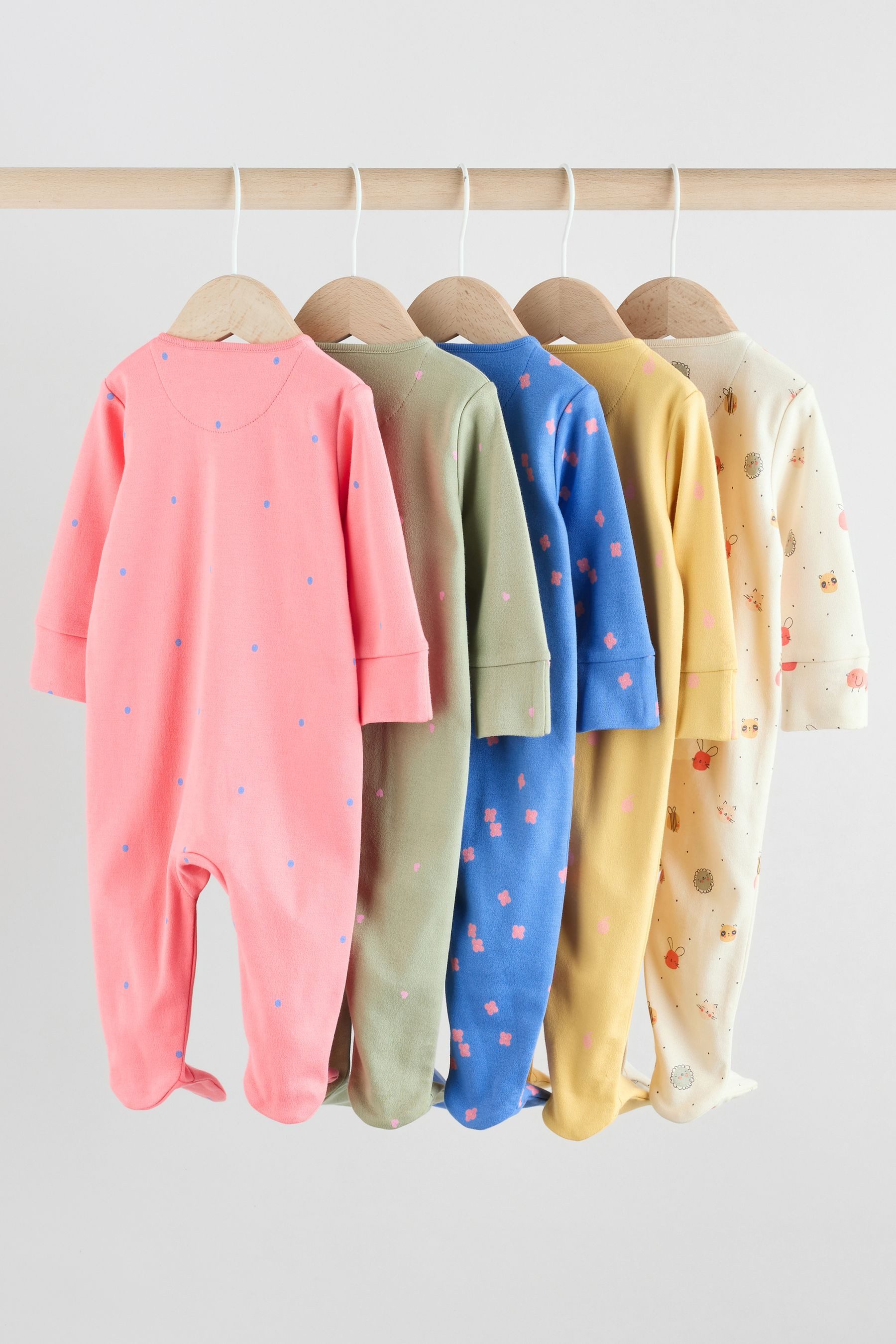 Next Schlafoverall 5er-Pack Babystrampler Zwei-Wege-Reißverschluss (5-tlg)