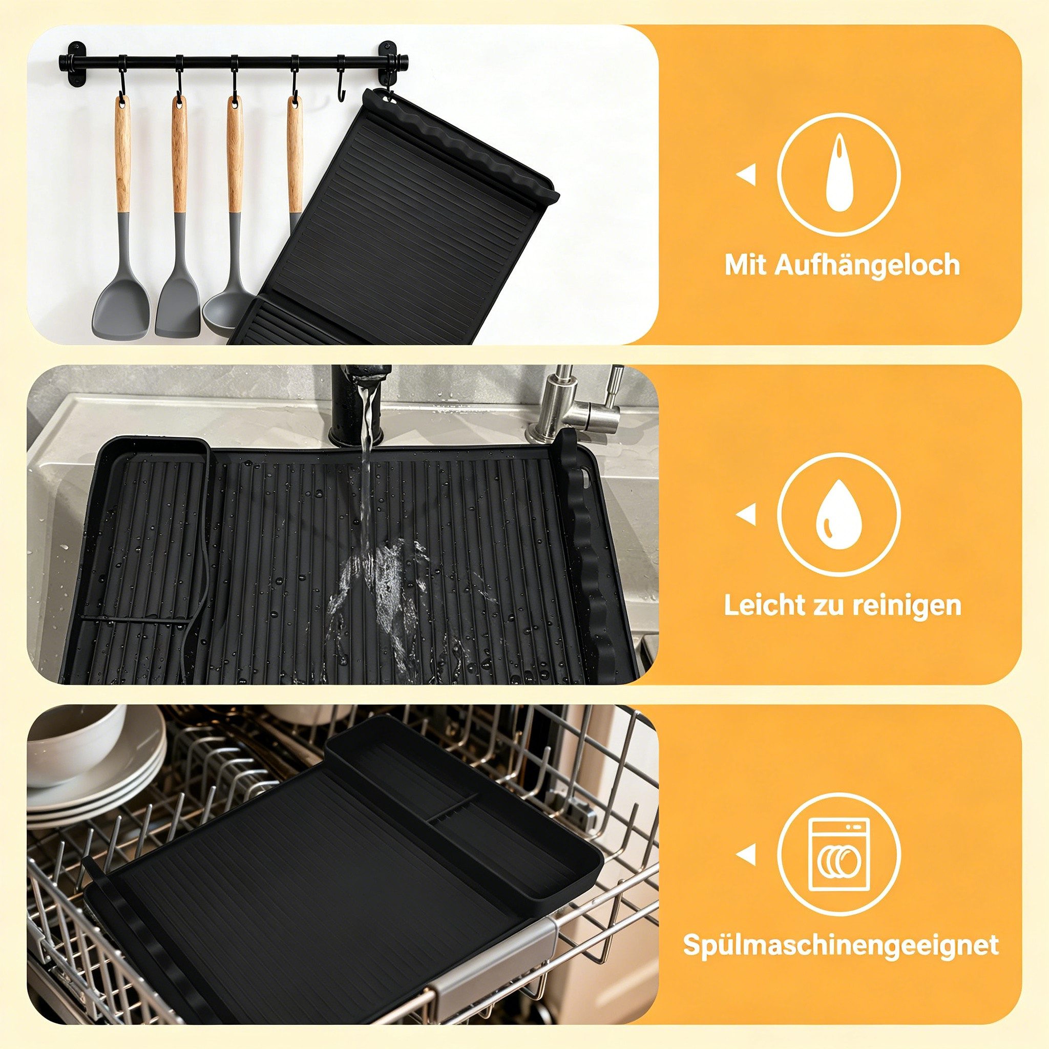 Diwzbyn Grillerweiterung Grillmatte Silikon Hitzebeständig, Rutschfeste Grillablage, Bis 230°C, für Grillwerkzeug & Arbeitsflächenschutz – Bild 5 von 5