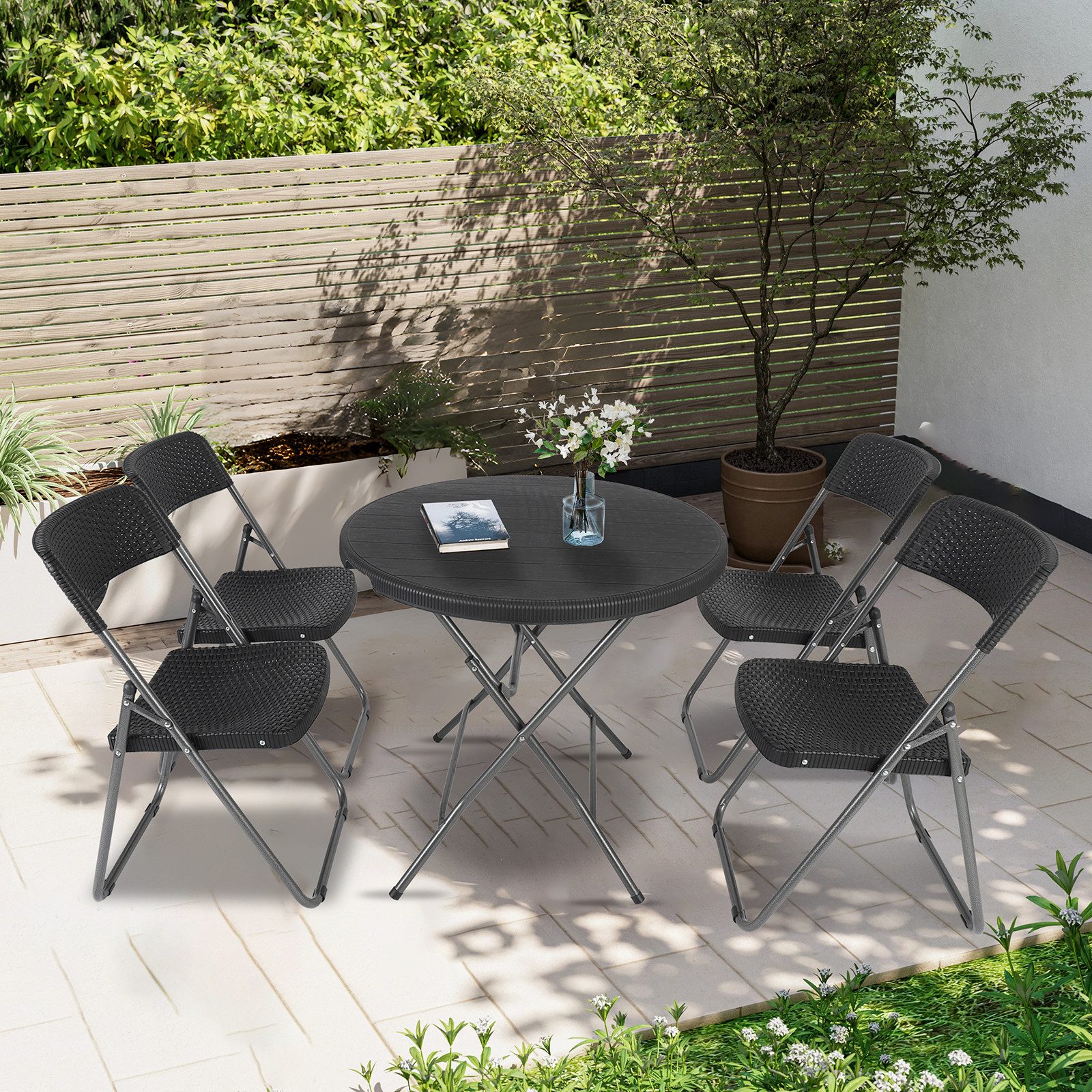 Sekey Garten-Essgruppe PE-Rattan Gartenmöbel-Set für 4 Personen, 4 Stühle m günstig online kaufen