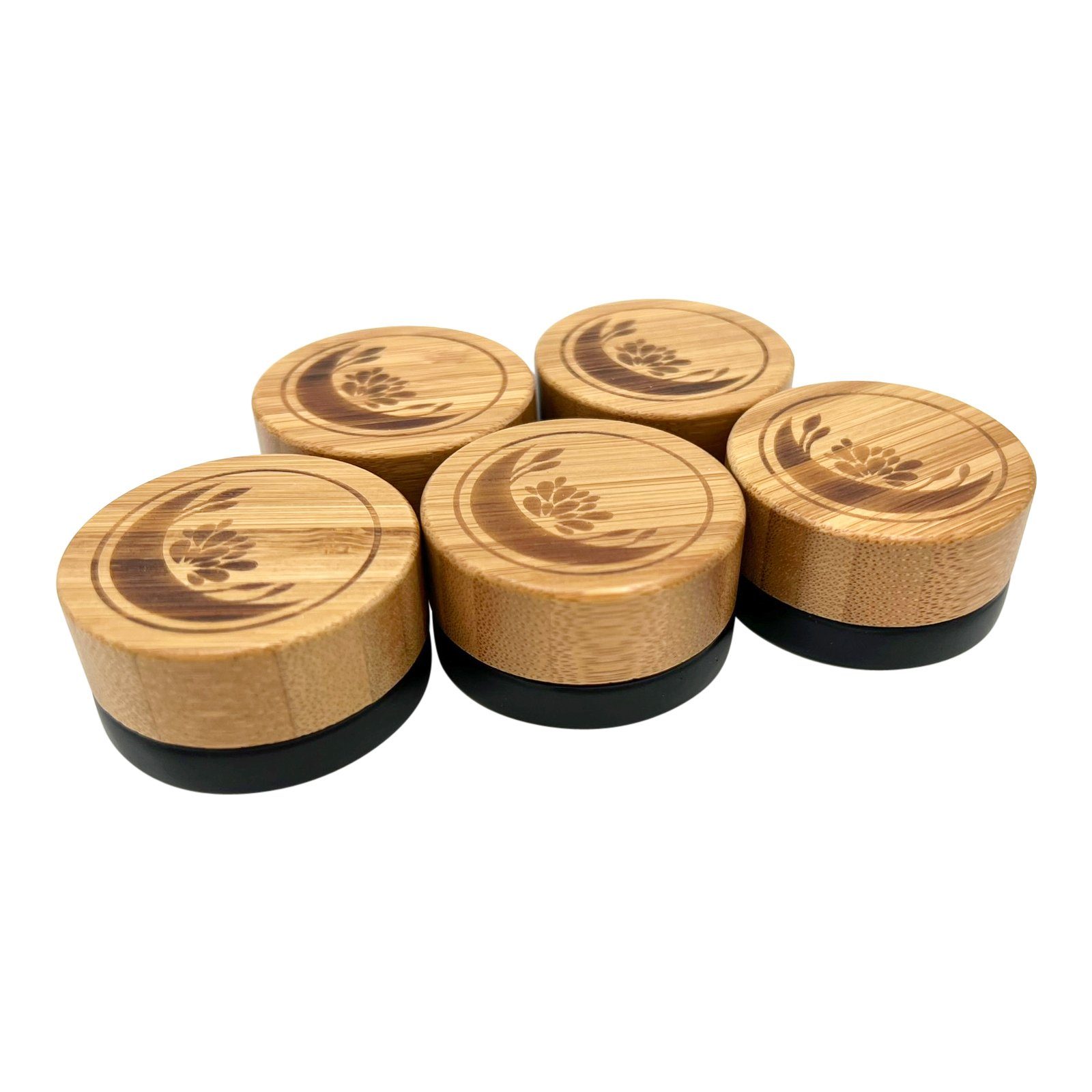 Wachsmann Bienenprodukte Dose Glastiegel in matt schwarz, mit Bambusdeckel für Deine DIY Kosmetik, Mit Geschenkverpackung